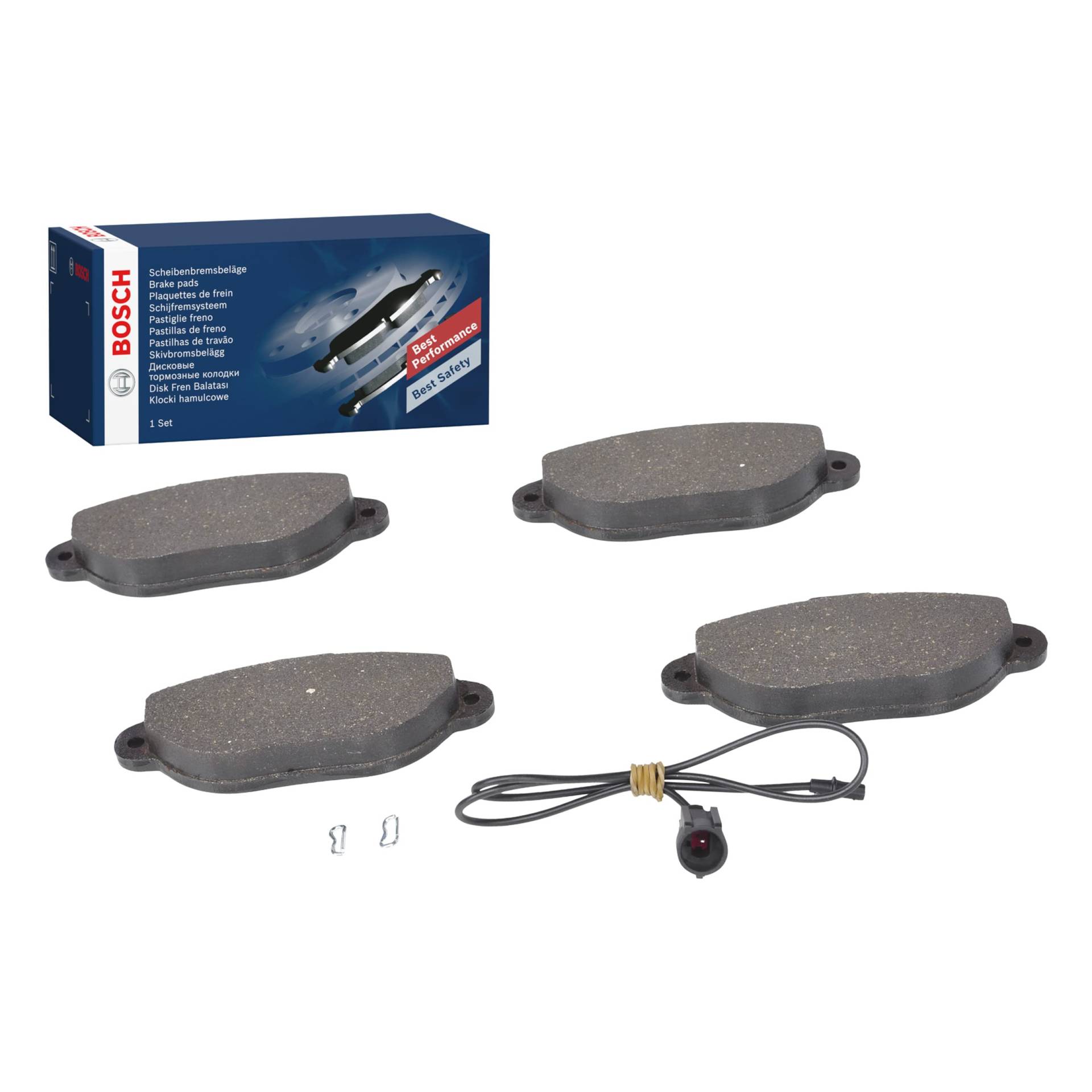 BP190 - Auto Bremsbeläge vorne - Bosch-Qualität - für leises Bremsen mit wenig Staub - ECE-R90 zertifiziert - kupferfrei - 1 Set mit 4 Bremsbelägen - mit Zubehör BP190 - Auto Bremsbeläge vorne - Bosch-Qualität - für leises Bremsen mit wenig Staub - ECE-R90 zertifiziert - kupferfrei - 1 Set mit 4 Bremsbelägen - mit Zubehör von Bosch Automotive