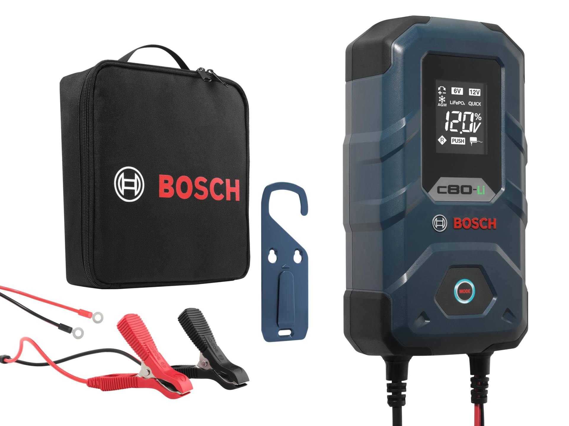Bosch C80-Li Kfz-Batterieladegerät, 12 V - 15 Ampere, mit Erhaltungsfunktion - für das Laden von Lithium-Ionen, Blei-Säure, GEL, EFB und VRLA-Batterien von Bosch Automotive
