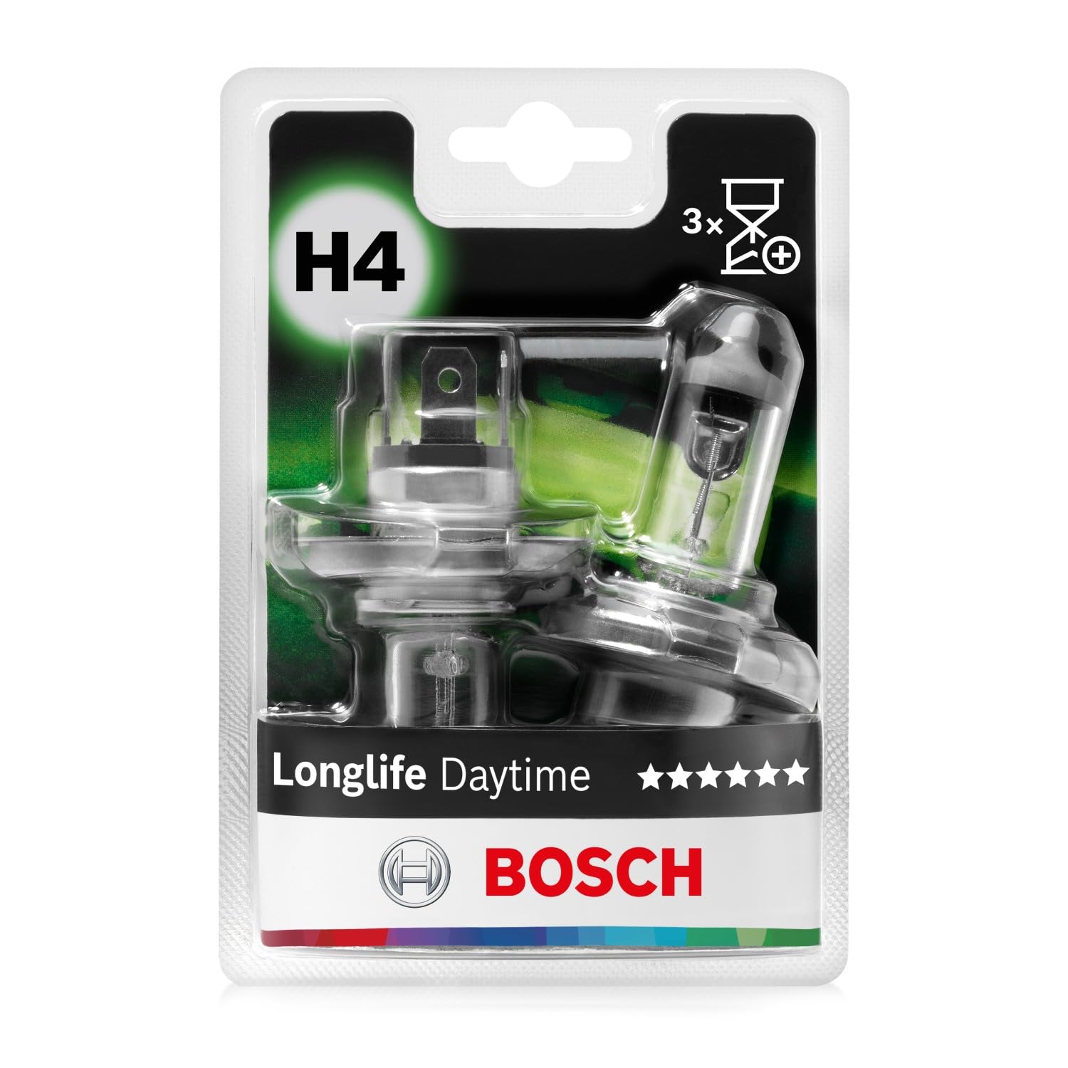 Bosch H4 Longlife Daytime Halogen-Glühlampe für Auto-Scheinwerfer, 12 V 60/55 W, mit langer Lebensdauer - Lampensockel Typ P43t - 2er-Pack Ersatz-Scheinwerferlampen Bosch H4 Longlife Daytime Halogen-Glühlampe für Auto-Scheinwerfer, 12 V 60/55 W, mit langer Lebensdauer - Lampensockel Typ P43t - 2er-Pack Ersatz-Scheinwerferlampen von Bosch Automotive
