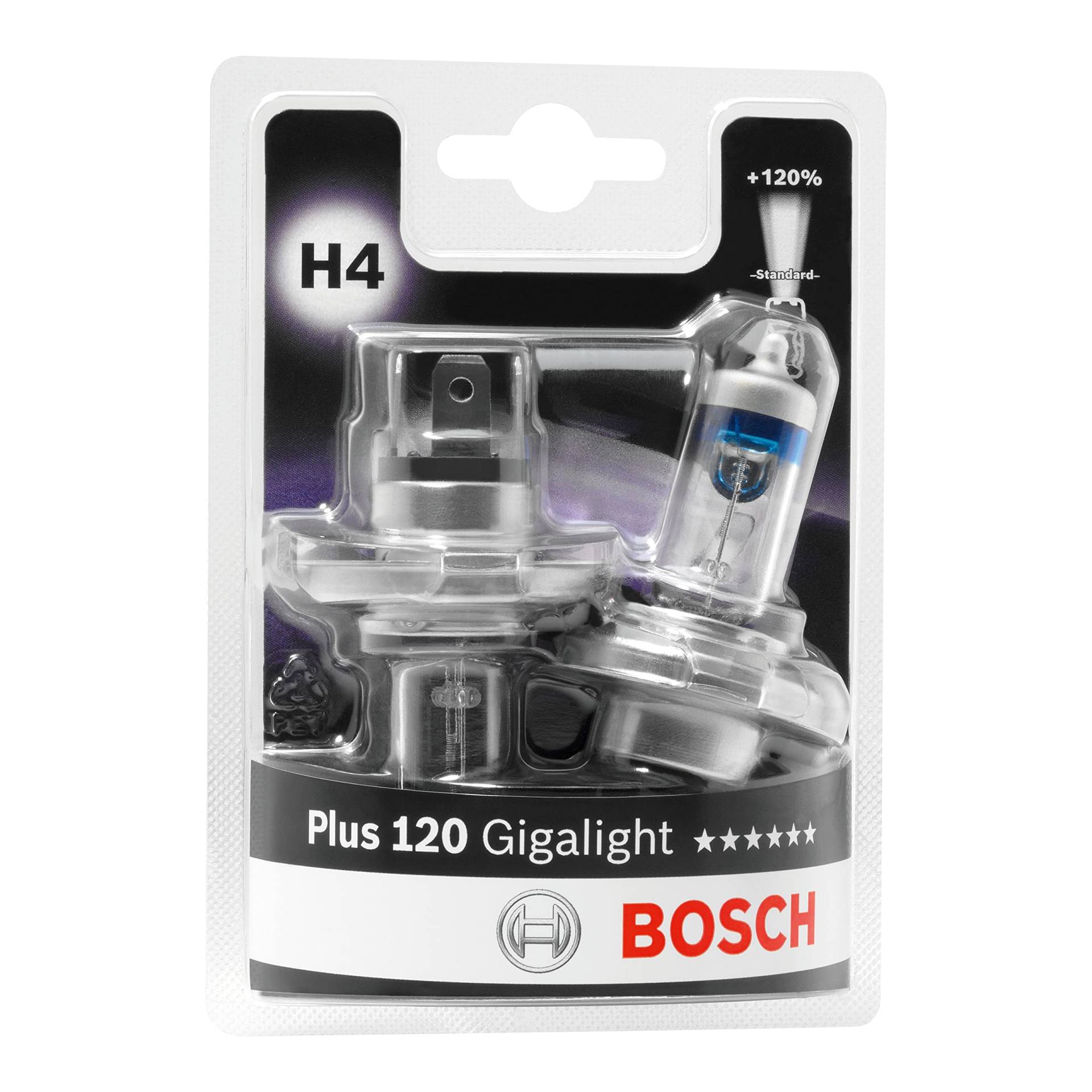Bosch H4 Plus 120 Gigalight Lampen - 12 V 60/55 W P43t - 2 Stücke von Bosch Automotive