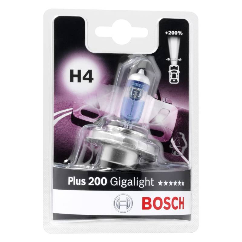 Bosch H4 Plus 200 Gigalight Lampe - 12 V 60/55 W P43t - 1 Stück von Bosch Automotive