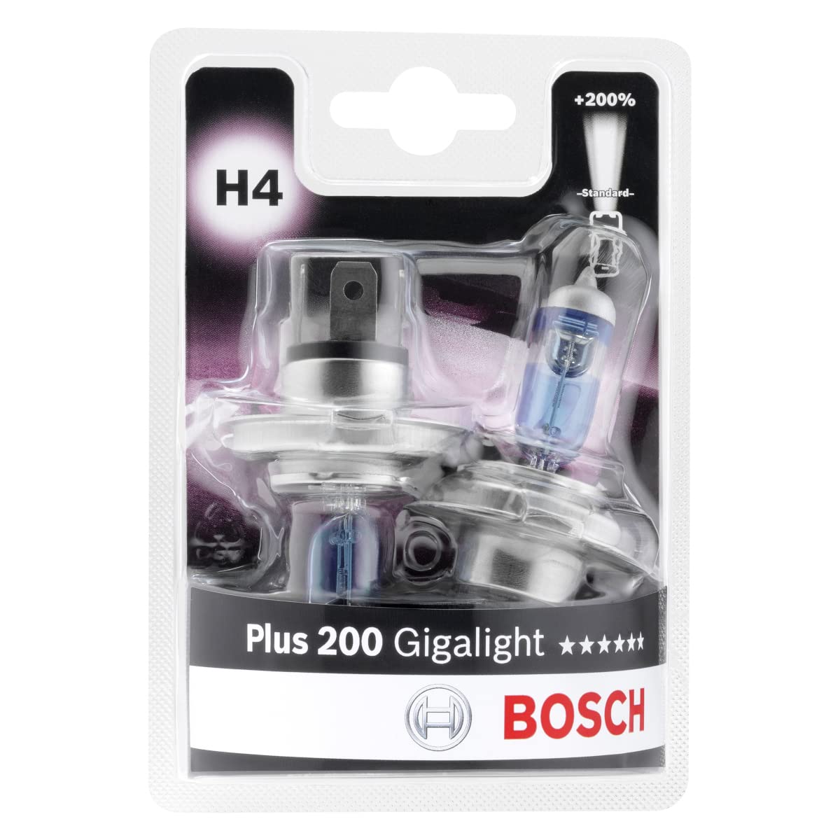 Bosch H4 Plus 200 Gigalight Lampen - 12 V 60/55 W P43t - 2 Stücke von Bosch Automotive