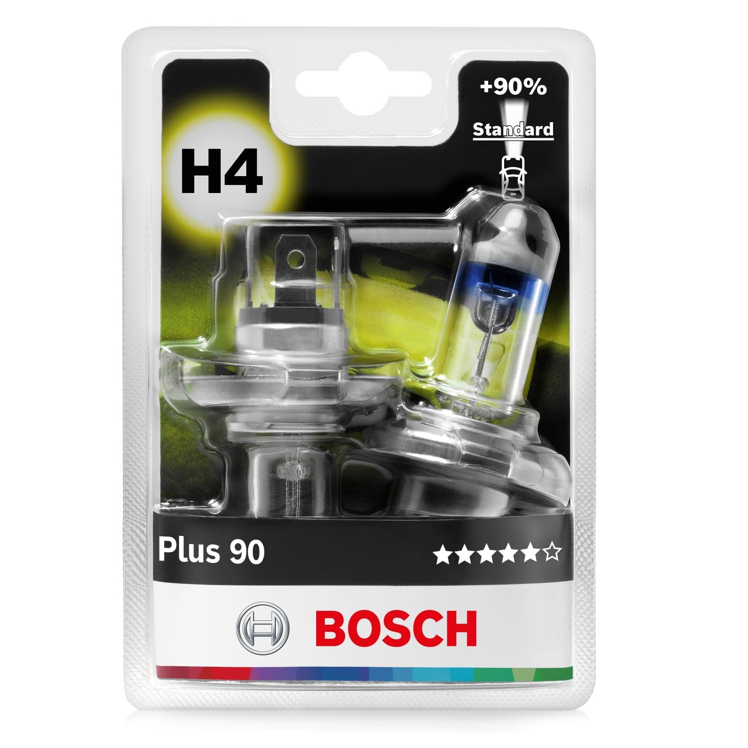 Bosch H4 Plus 90 Halogen-Glühlampe für Auto-Scheinwerfer, 12 V 60/55 W, 90% mehr Licht - Lampensockel Typ P43t - 2er-Pack Ersatz-Scheinwerferlampen Bosch H4 Plus 90 Halogen-Glühlampe für Auto-Scheinwerfer, 12 V 60/55 W, 90% mehr Licht - Lampensockel Typ P43t - 2er-Pack Ersatz-Scheinwerferlampen von Bosch Automotive