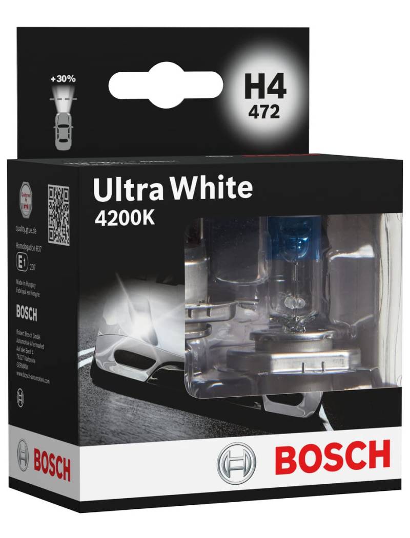 Bosch H4 Ultra White Fahrzeuglampe 12V 60/55W P43t (2 Stück) von Bosch Automotive