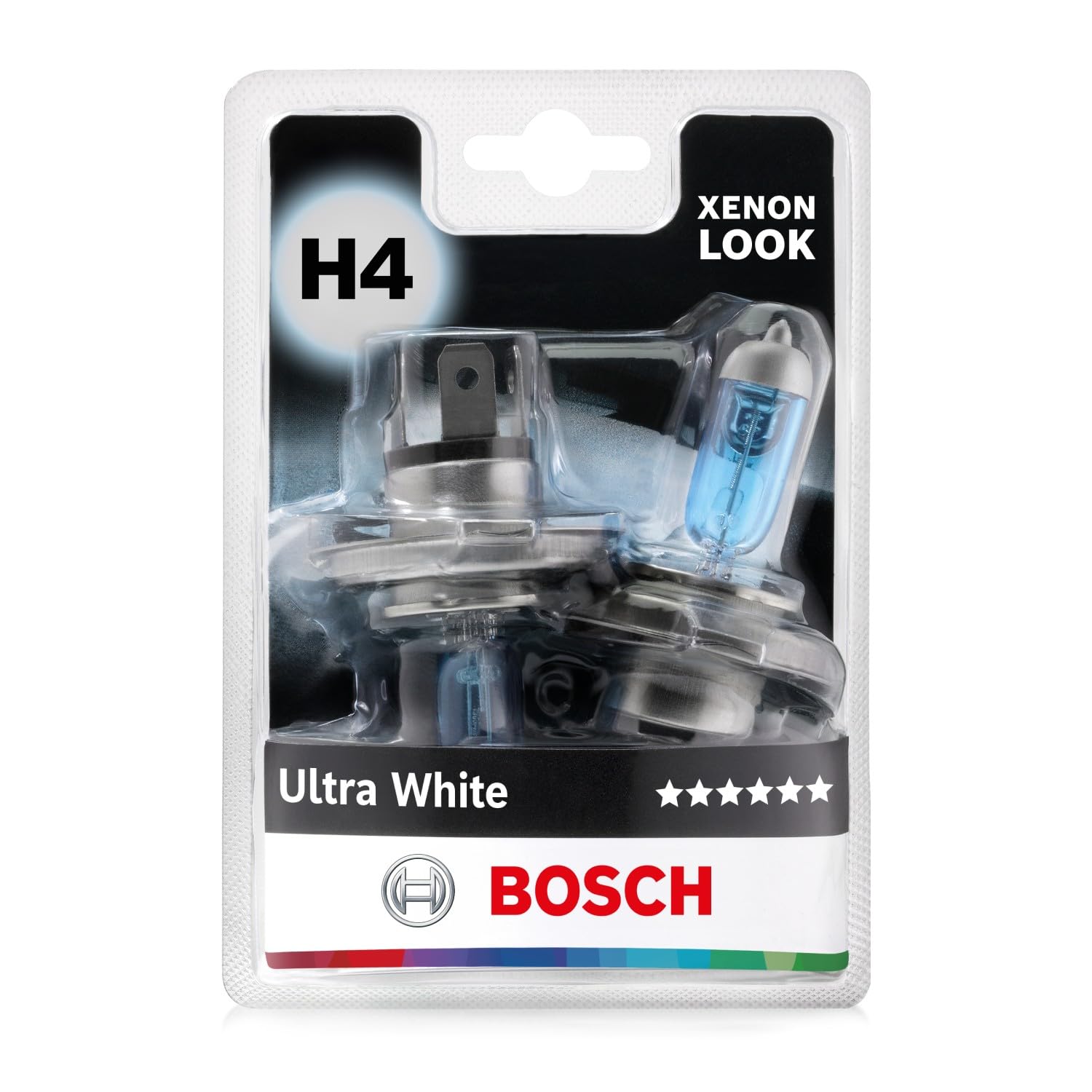 Bosch H4 Ultra White Halogen-Glühlampe für Auto-Scheinwerfer, 12 V 60/55 W, mit modernem weißem LED-Look - Lampensockel Typ P43t - 2er-Pack Ersatz-Scheinwerferlampen Bosch H4 Ultra White Halogen-Glühlampe für Auto-Scheinwerfer, 12 V 60/55 W, mit modernem weißem LED-Look - Lampensockel Typ P43t - 2er-Pack Ersatz-Scheinwerferlampen von Bosch Automotive