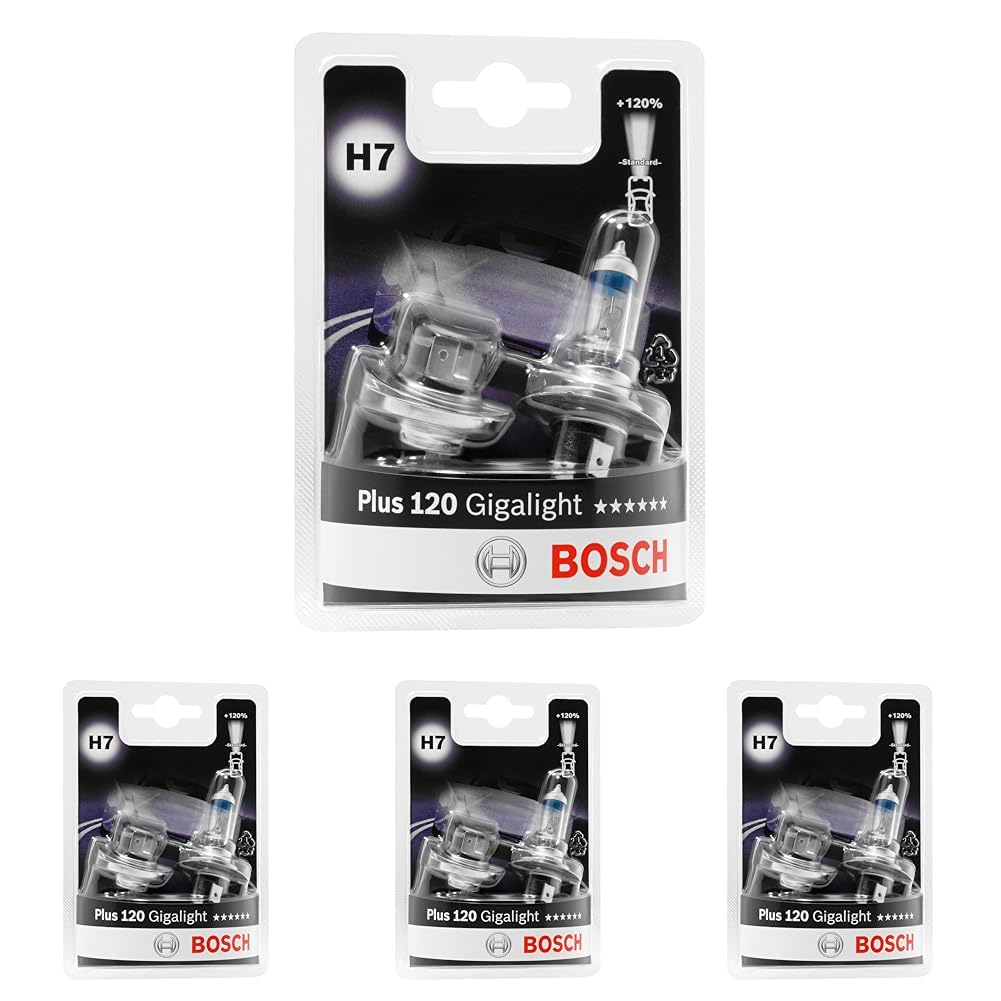 Bosch H7 Plus 120 Gigalight Fahrzeuglampe 12V 55W PX26d (2 Stück) (Packung mit 4) von Bosch Automotive