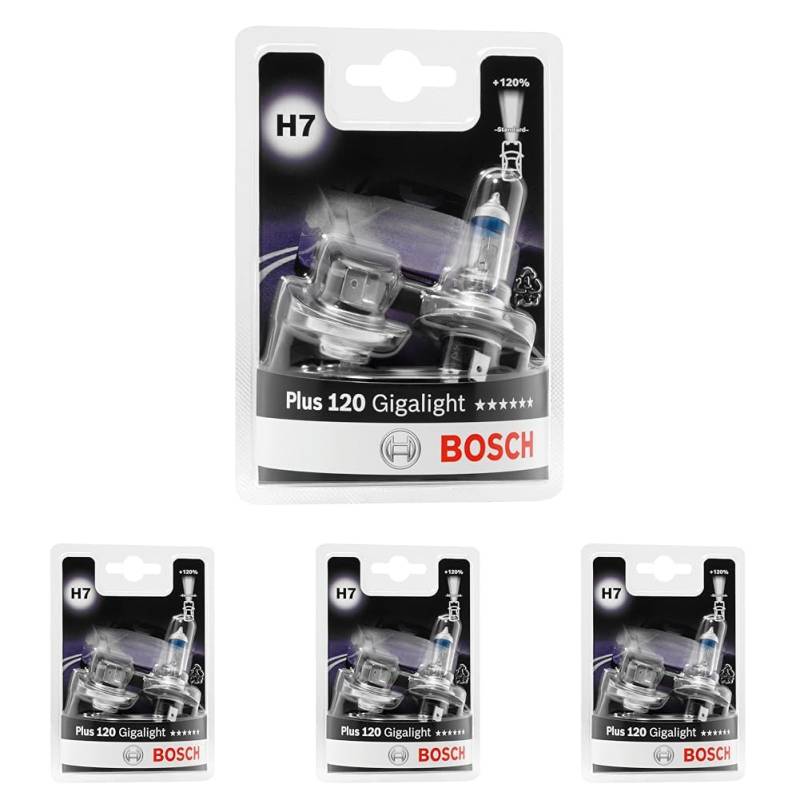 Bosch H7 Plus 120 Gigalight Fahrzeuglampe 12V 55W PX26d (2 Stück) (Packung mit 4) von Bosch Automotive