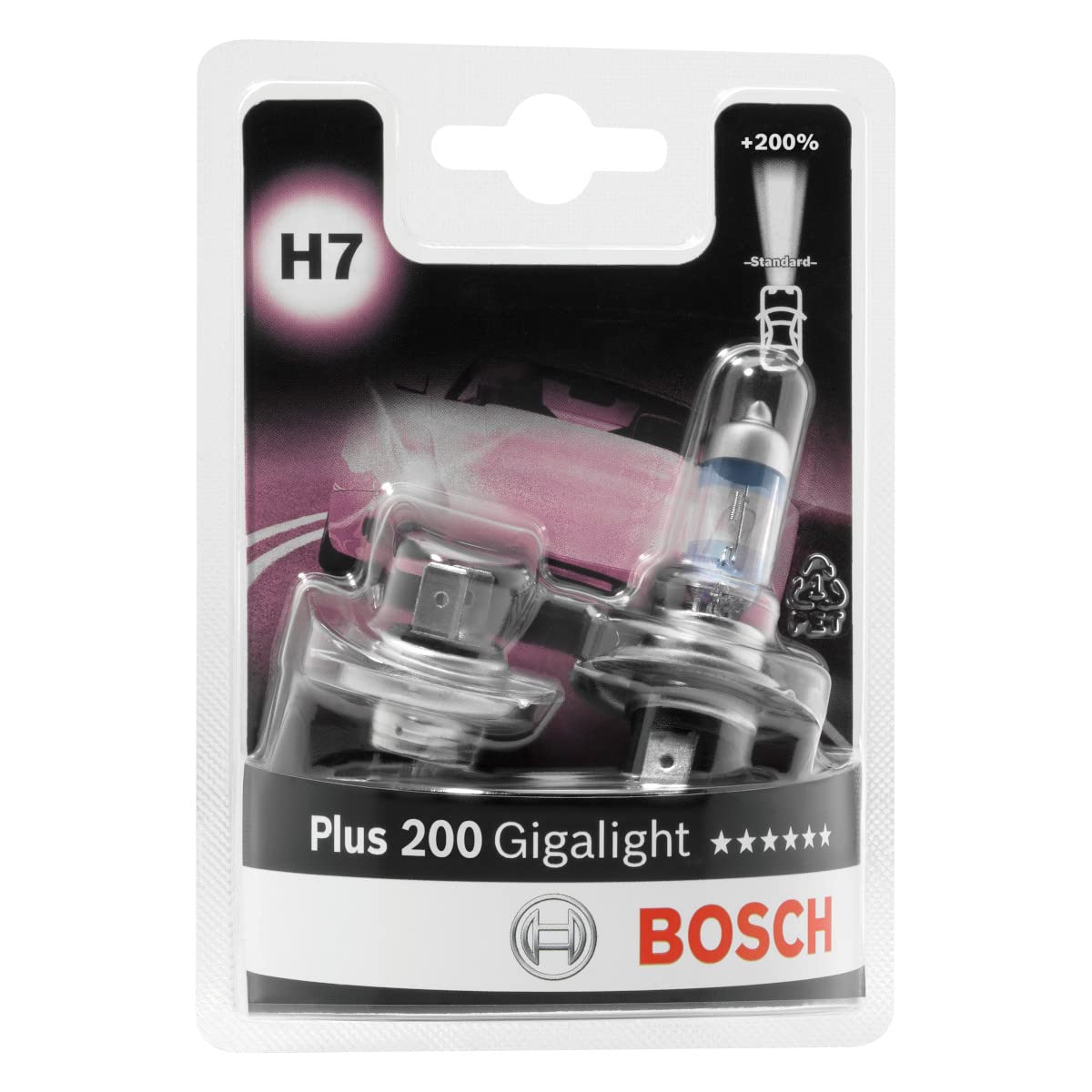 Bosch H7 Plus 200 Gigalight Lampen - 12 V 55 W PX26d - 2 Stücke von Bosch Automotive