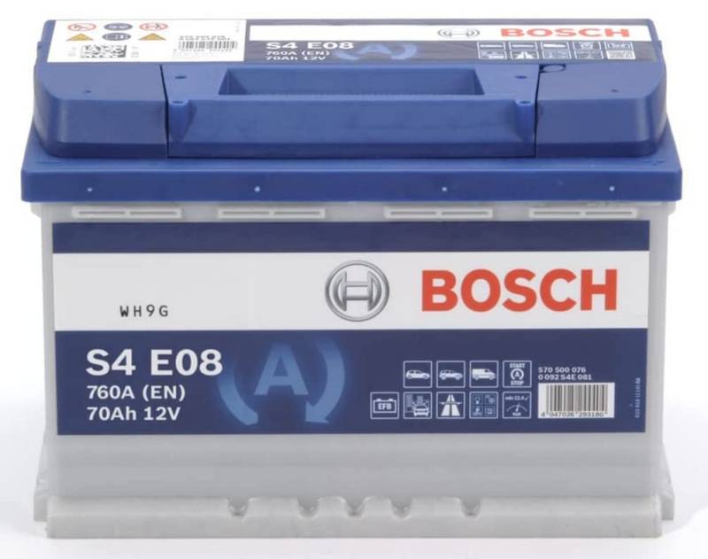 Bosch S4E08 - Autobatterie - 70A/h - 760A - EFB-Technologie - angepasst für Fahrzeuge mit Start/Stopp-System von Bosch Automotive
