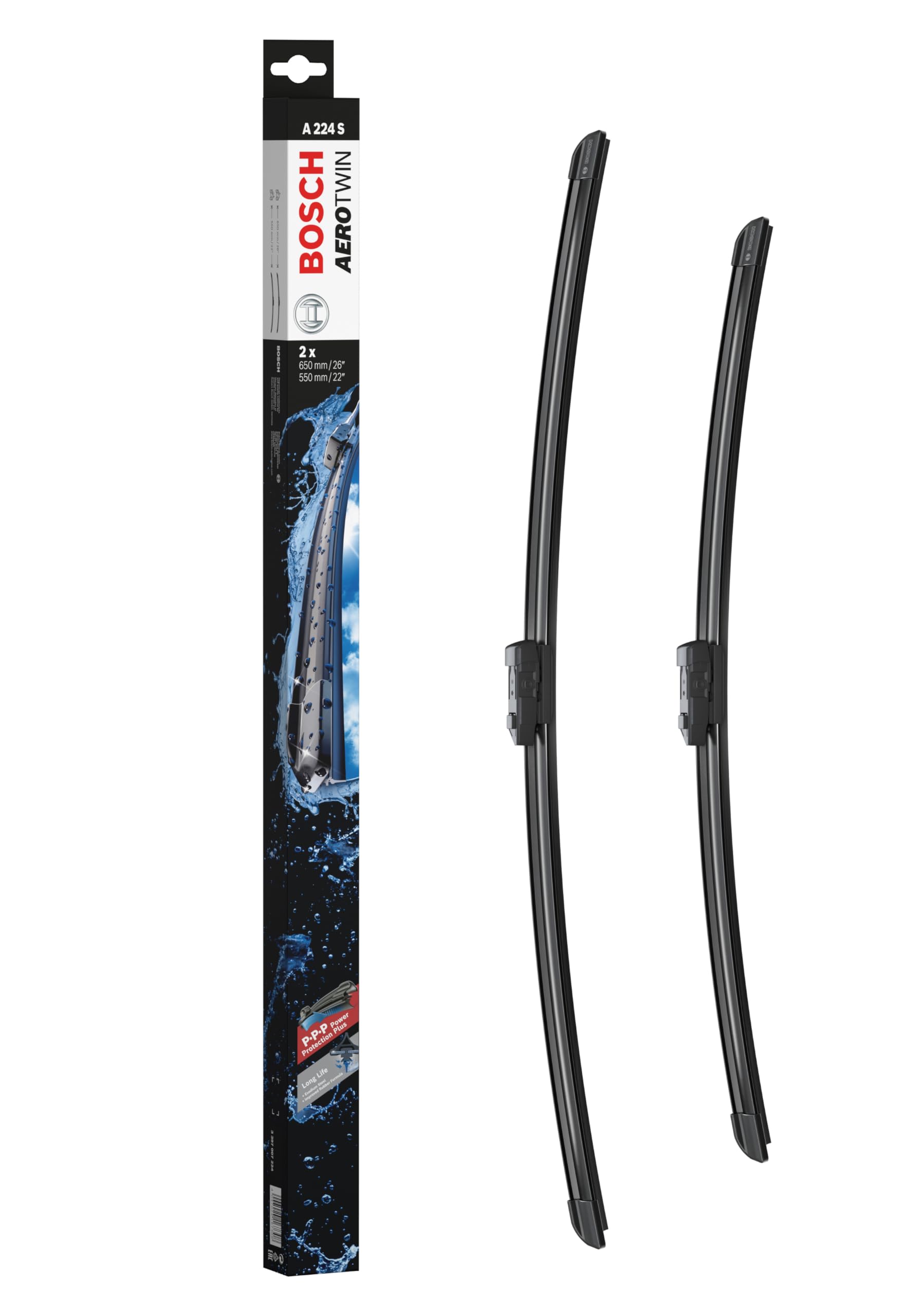 Bosch Scheibenwischer Aerotwin A224S, Länge: 650mm/550mm − Set für Frontscheibe - Nur für Rechtslenker-Fahrzeuge (UK) von Bosch Automotive