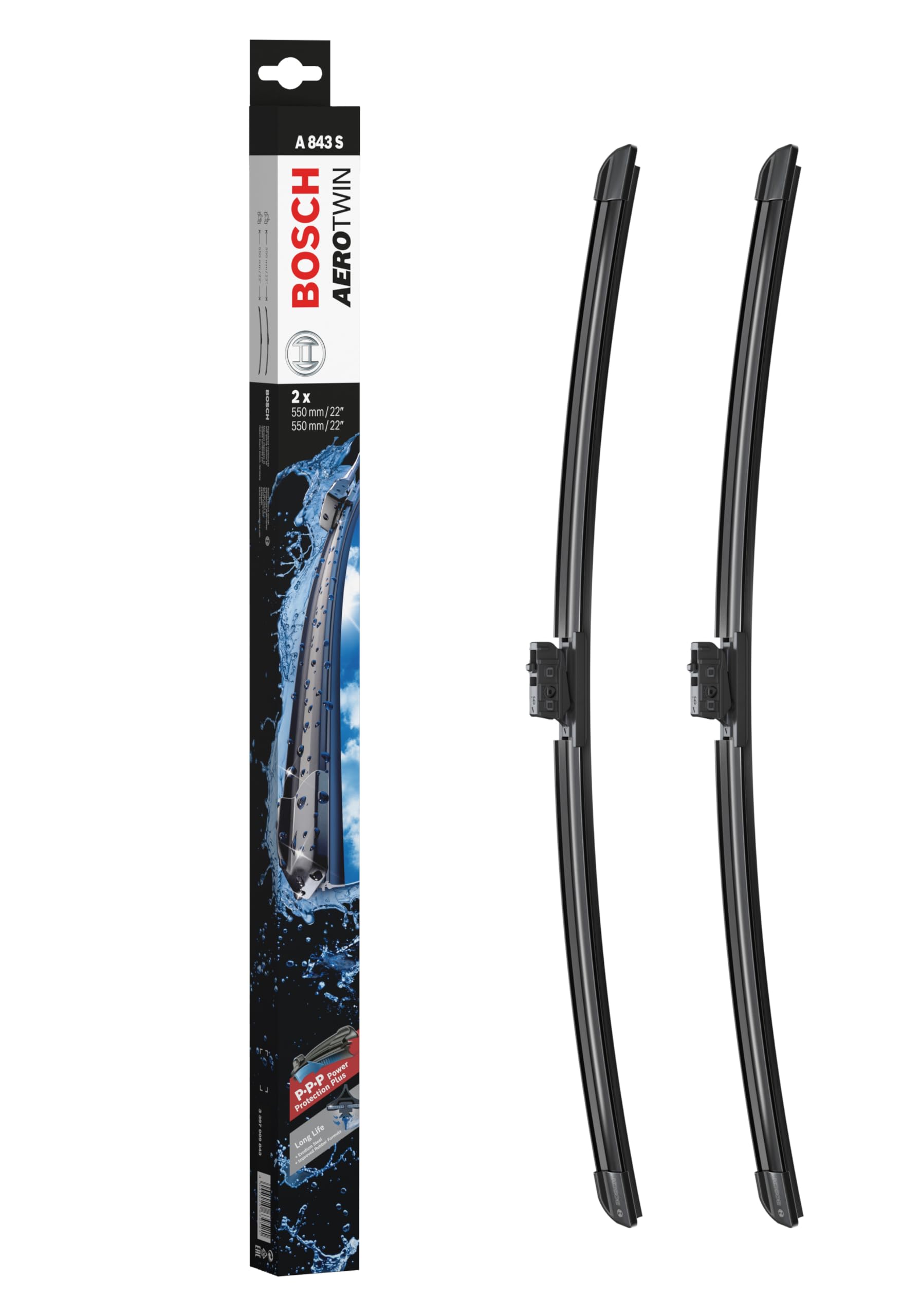 Bosch Scheibenwischer Aerotwin A843S, Länge: 550mm/550mm – Set für Frontscheibe Bosch Scheibenwischer Aerotwin A843S, Länge: 550mm/550mm – Set für Frontscheibe von Bosch