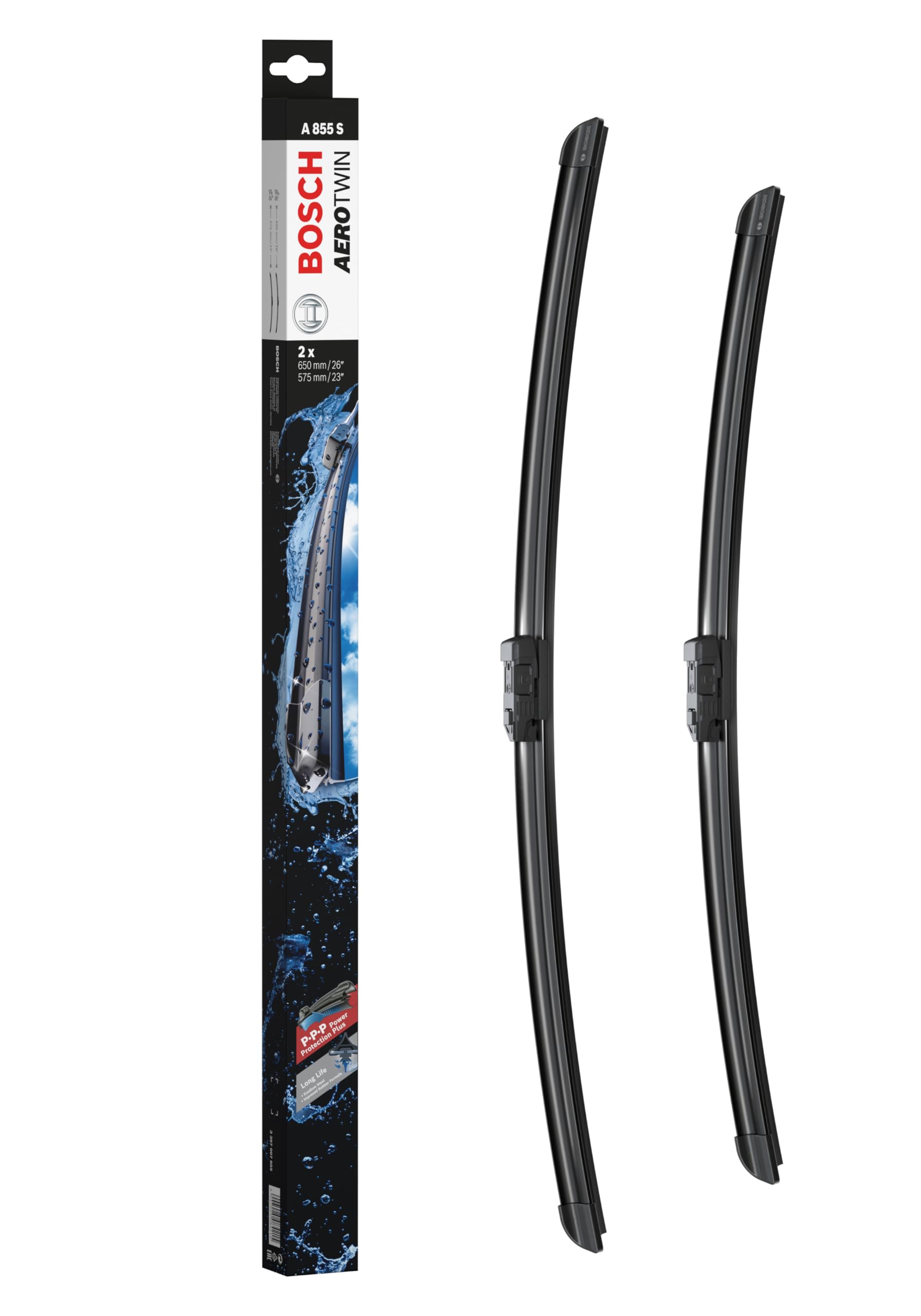 Bosch Scheibenwischer Aerotwin A855S, Länge: 650mm/575mm − Set für Frontscheibe - Nur für Rechtslenker-Fahrzeuge (UK) von Bosch Automotive