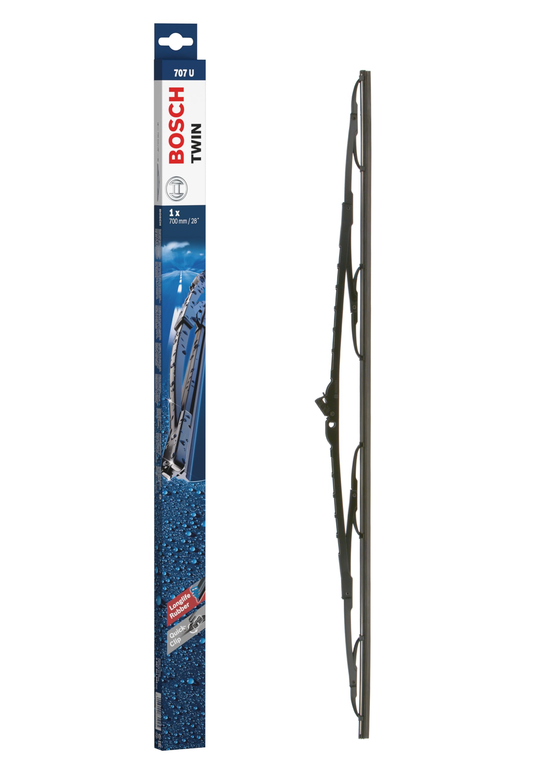 Bosch Scheibenwischer Twin707U, Länge: 700mm – einzelner Scheibenwischer für Frontscheibe Bosch Scheibenwischer Twin707U, Länge: 700mm – einzelner Scheibenwischer für Frontscheibe von Bosch