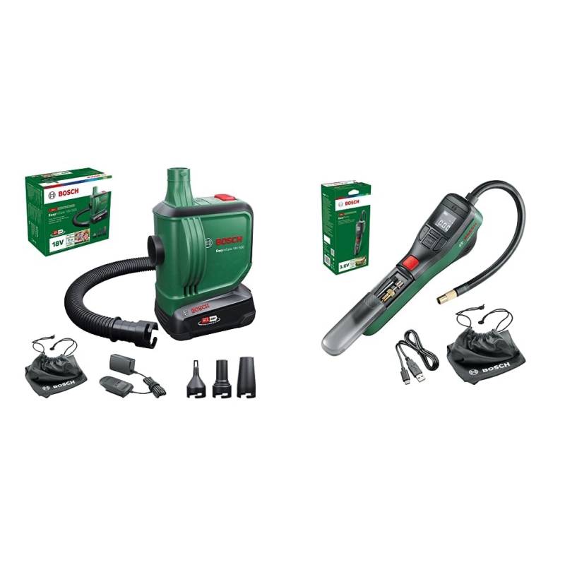 Bosch elektrische Luftpumpe/Luftpumpe für Luftmatratze EasyInflate 18V-500 & Fahrradpumpe/Luftpumpe/Mini Kompressor EasyPump von Bosch Home and Garden