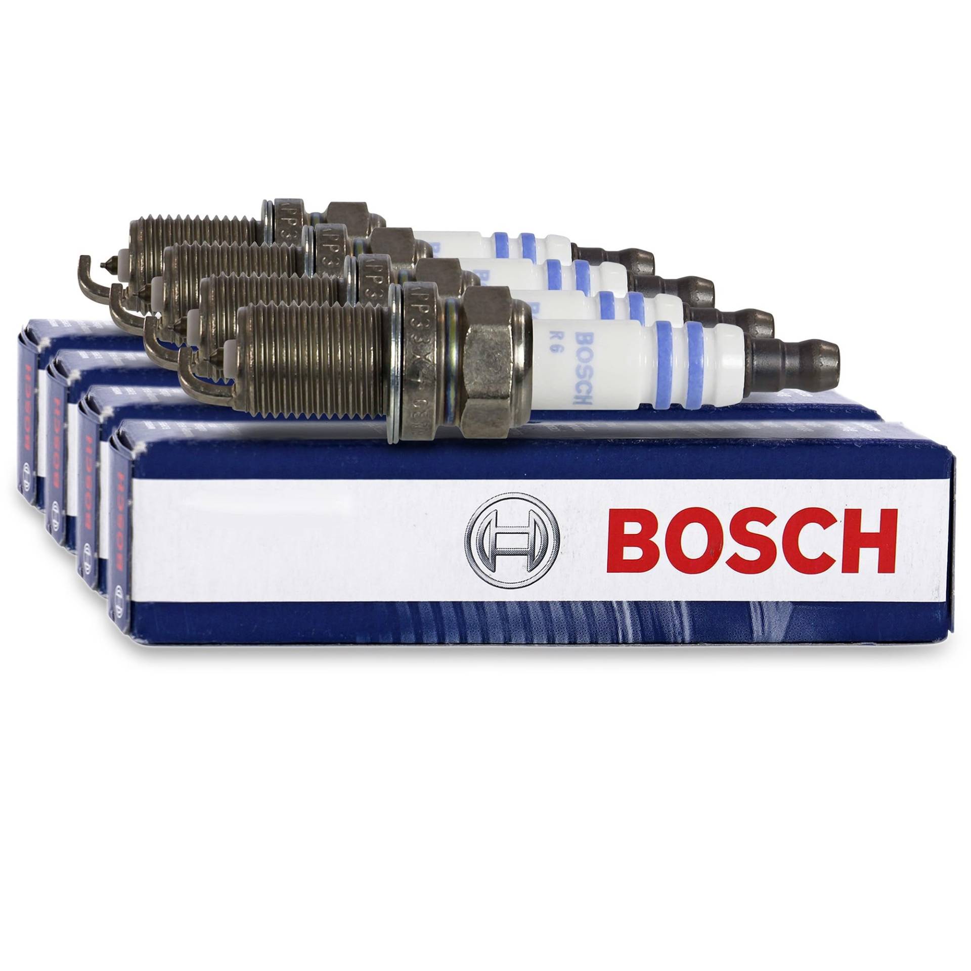 4x Original BOSCH Zündkerze Zündkerzen Doppelplatin FR6KPP33X+ von Bosch