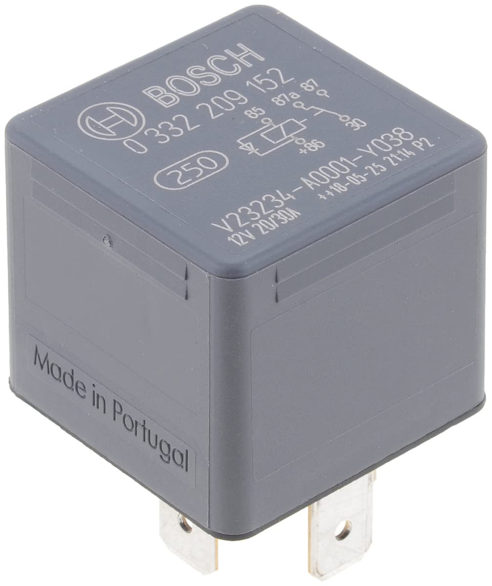 Bosch 0332209152 Mini-Relais 12V 30A, IP5K4, Betriebstemperatur von -40° bis 100°, Wechselrelais, 5 Pin Relais mit Diode von Bosch Automotive