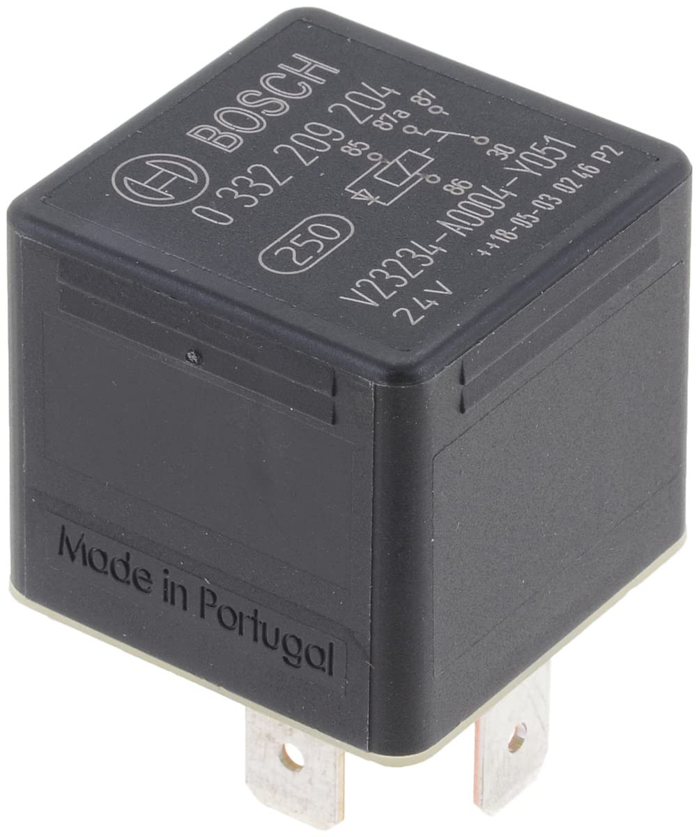 Bosch 0332209204 Mini-Relais 24V 20A, IP5K4, Betriebstemperatur von -40° bis 85°, Wechselrelais, 5 Pin Relais mit Diode von Bosch Automotive