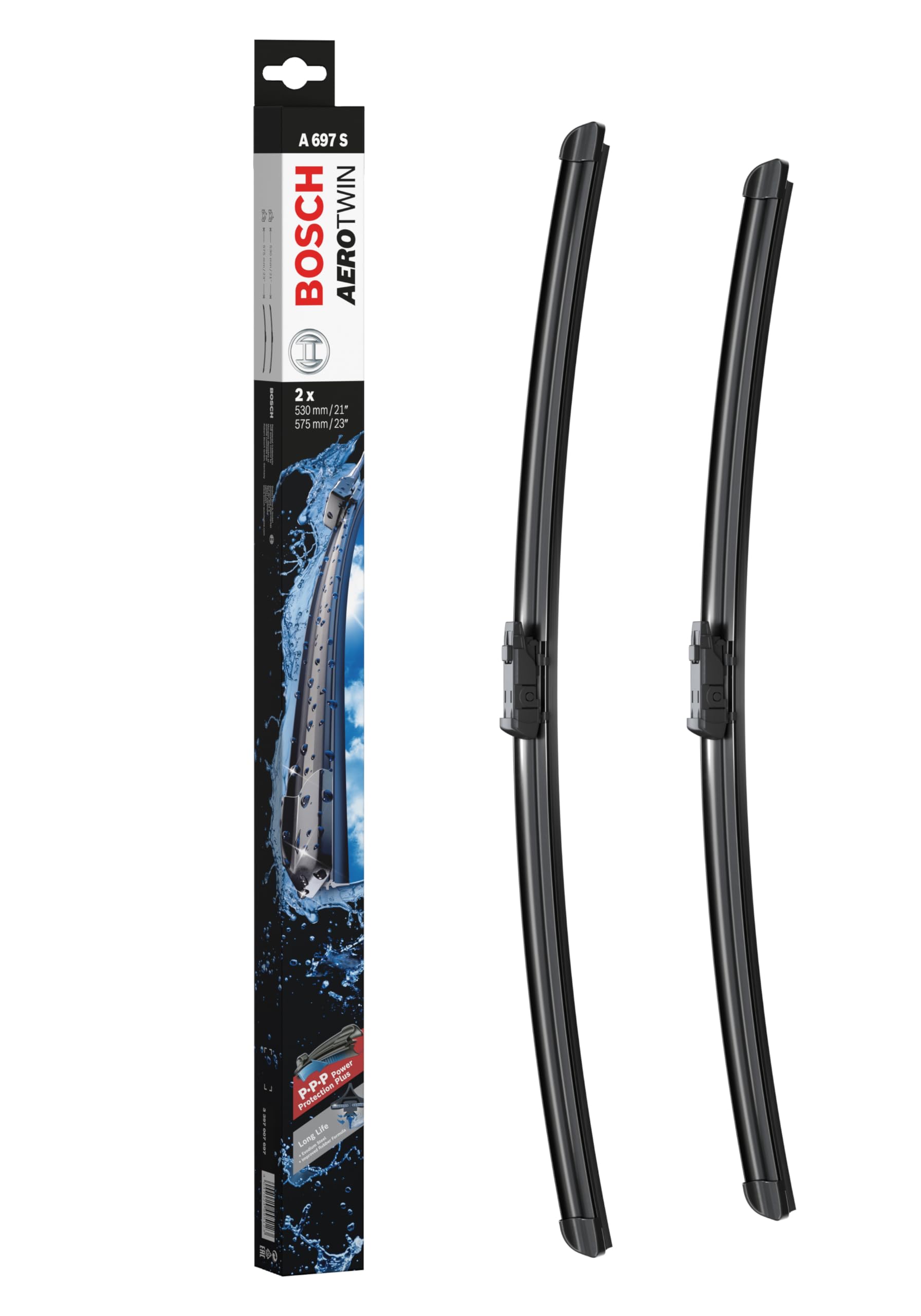 Bosch Scheibenwischer Aerotwin A697S, Länge: 530mm/575mm – Set für Frontscheibe Bosch Scheibenwischer Aerotwin A697S, Länge: 530mm/575mm – Set für Frontscheibe von Bosch
