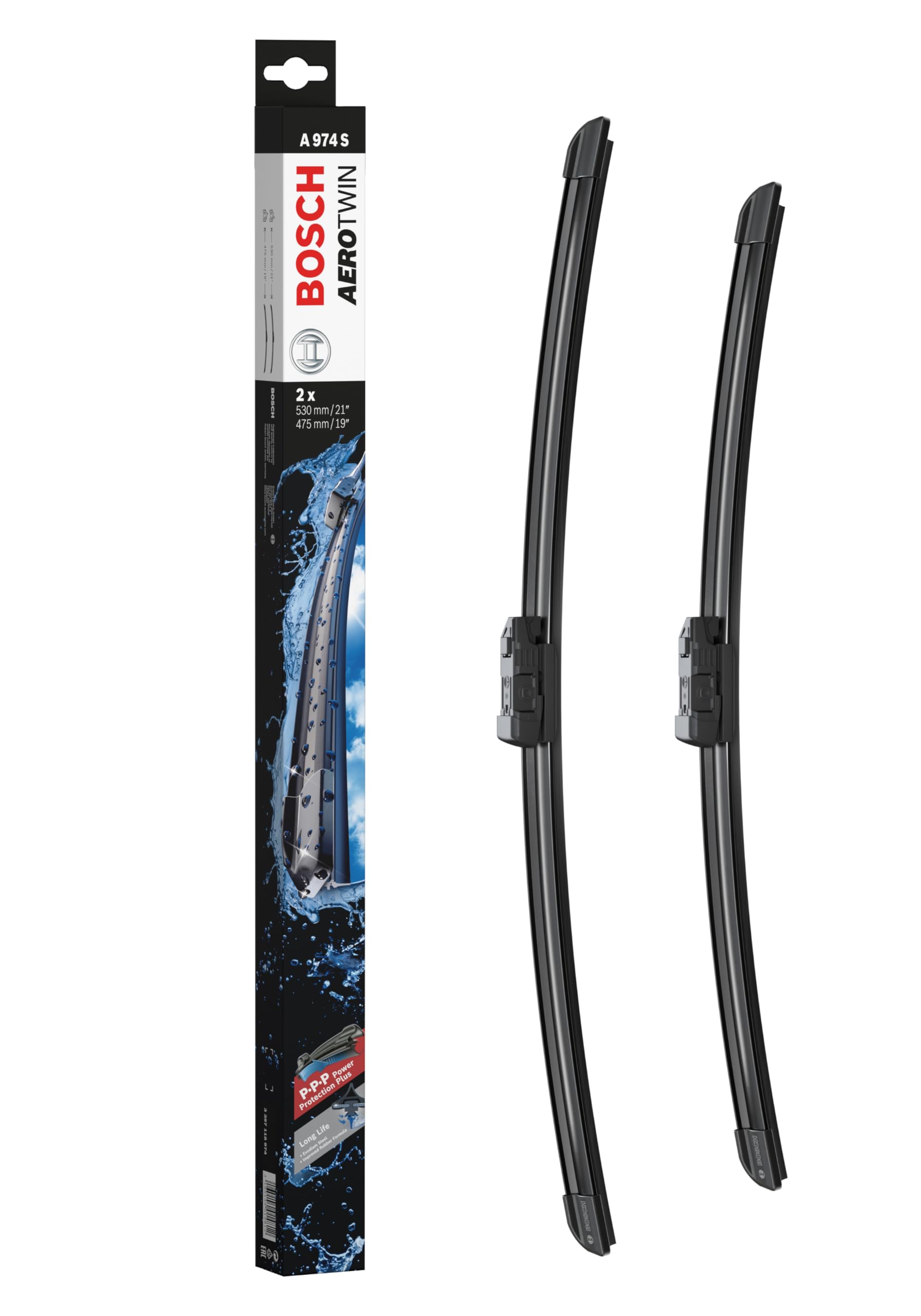 Bosch Scheibenwischer Aerotwin A974S, Länge: 530mm/475mm – Set für Frontscheibe Bosch Scheibenwischer Aerotwin A974S, Länge: 530mm/475mm – Set für Frontscheibe von Bosch