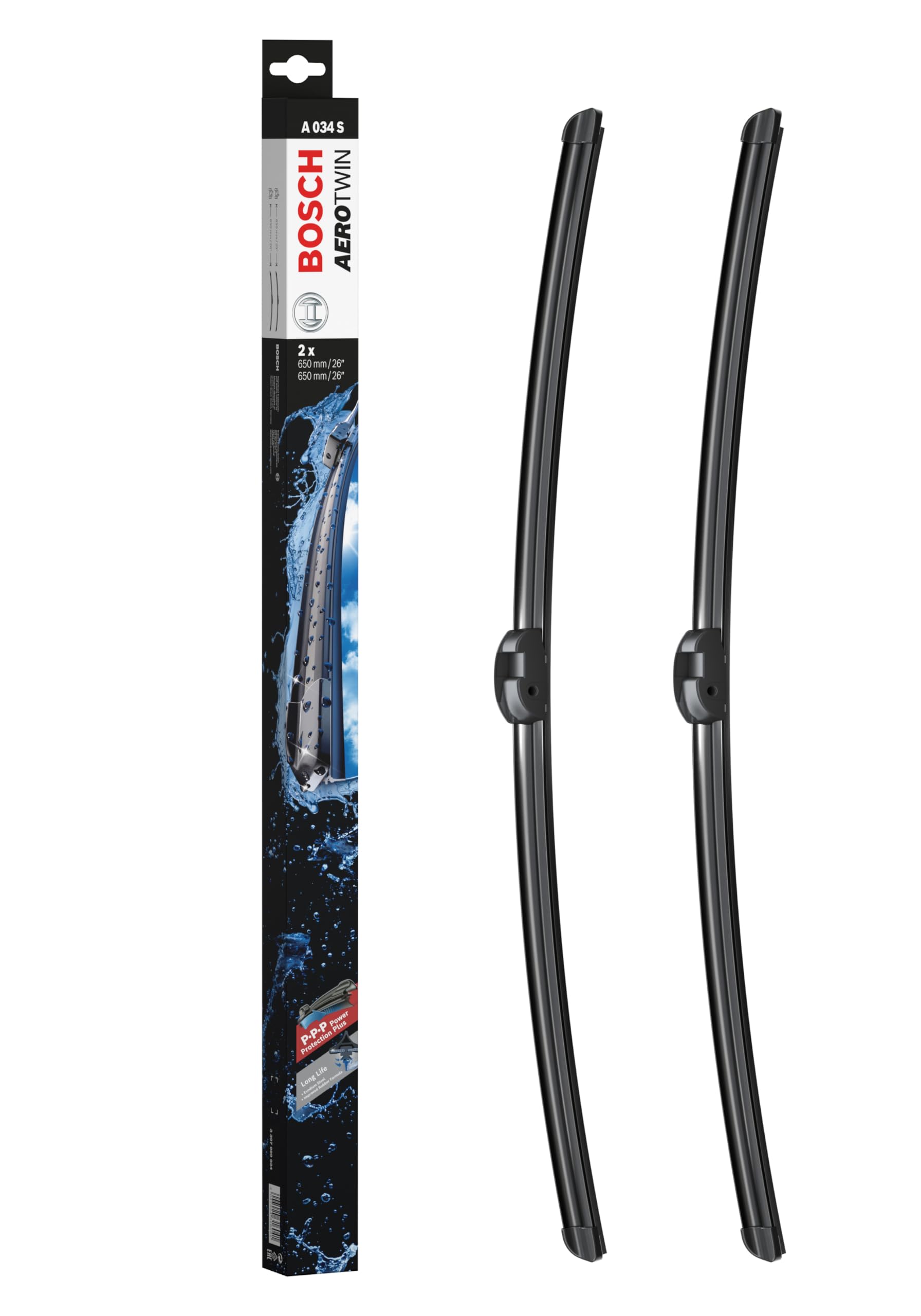 Bosch Scheibenwischer Aerotwin A034S, Länge: 650mm/650mm – Set für Frontscheibe von Bosch Automotive