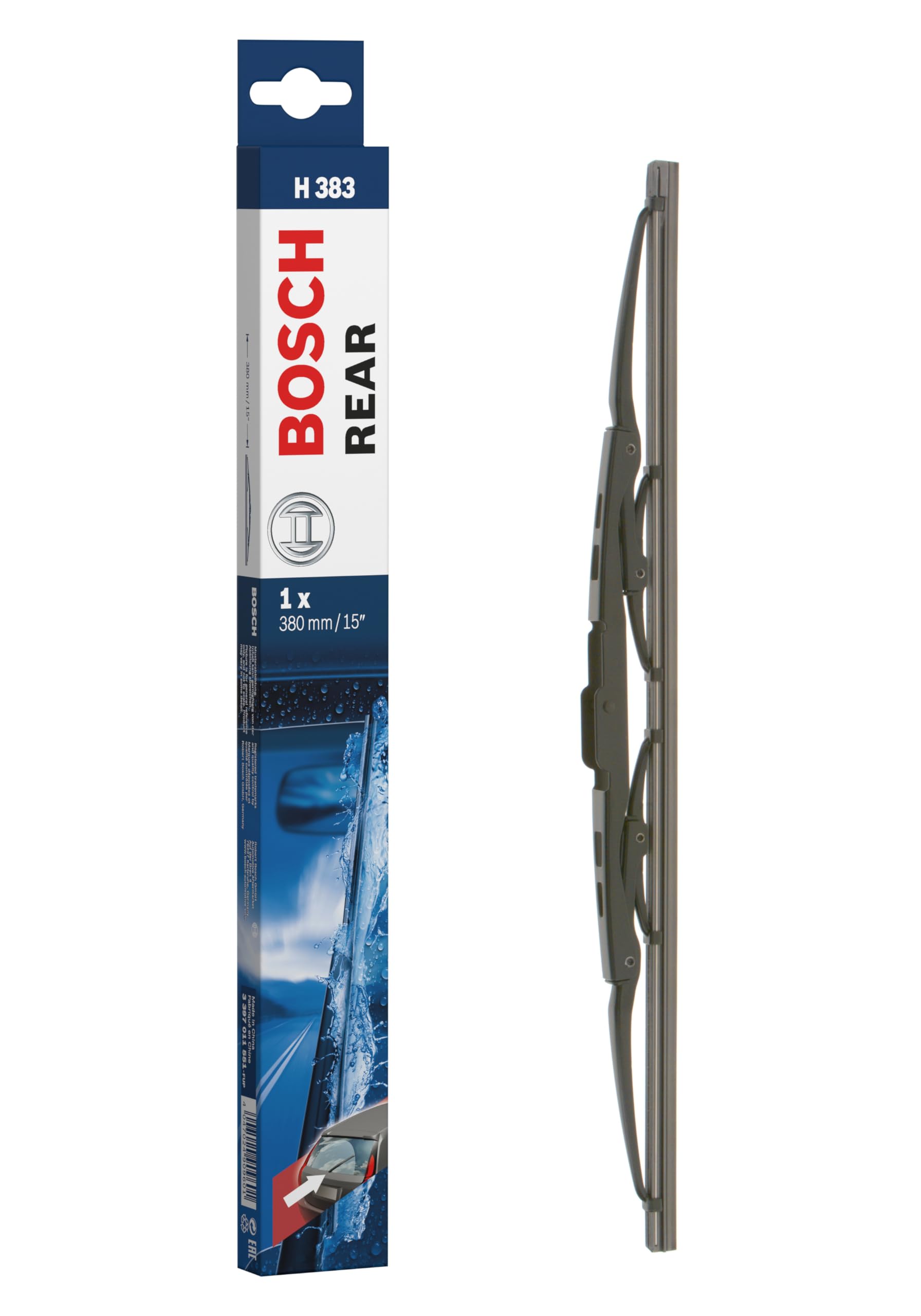 Bosch Scheibenwischer Rear H383, Länge: 380mm – Scheibenwischer für Heckscheibe Bosch Scheibenwischer Rear H383, Länge: 380mm – Scheibenwischer für Heckscheibe von BOSCH