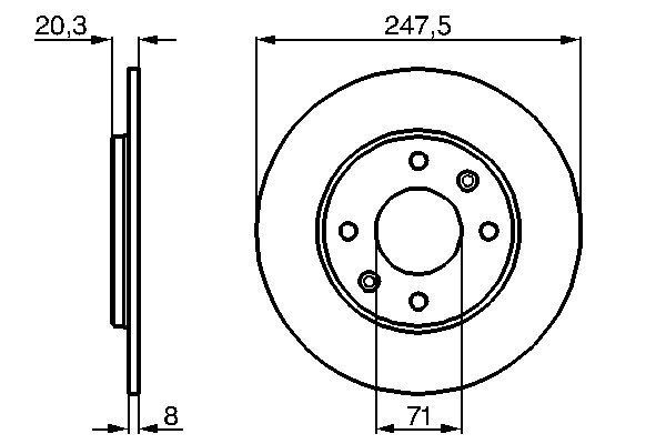 BOSCH Bremsscheibe PEUGEOT 0 986 478 371 CD1116,424699,4246H0 Bremsscheiben,Scheibenbremsen 424699,4246H0 von Bosch