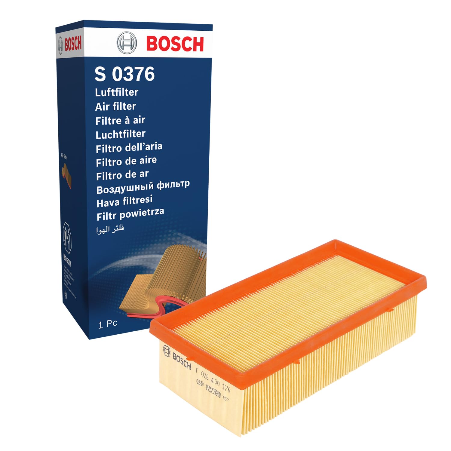 Bosch S0376 Luftfilter für Autos - reinigt angesaugte Luft von Partikeln - hohe Nass- und Reißfestigkeit von Bosch Automotive