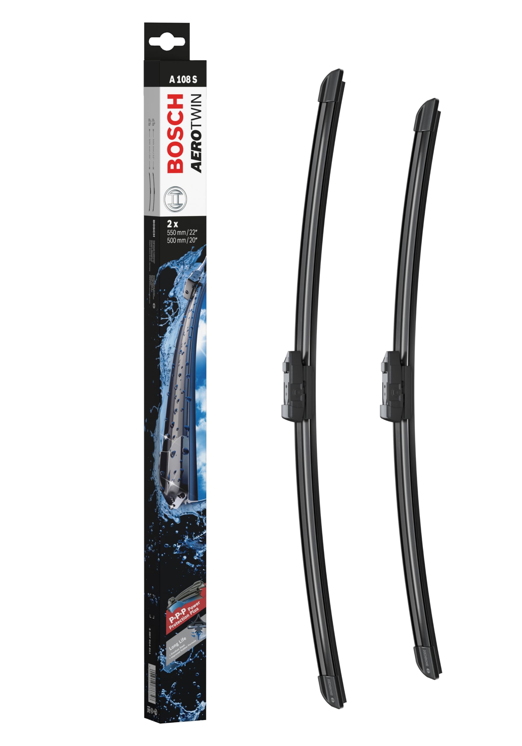Bosch Scheibenwischer Aerotwin A108S, Länge: 550mm/500mm – Set für Frontscheibe Bosch Scheibenwischer Aerotwin A108S, Länge: 550mm/500mm – Set für Frontscheibe von Bosch