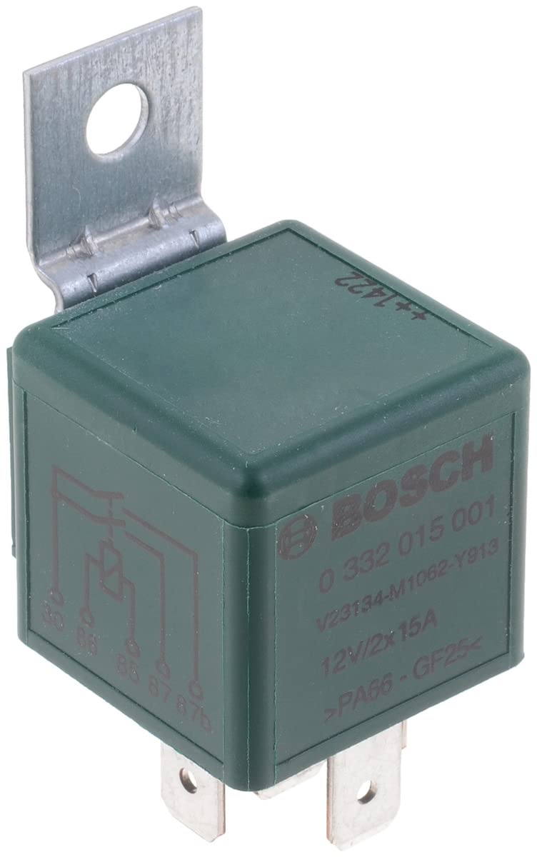 Bosch 0332015001 Mini-Relais 12V 15A, IP5K4, Betriebstemperatur von -40° C bis 85° C, Schließer-Relais, 5 Pins von Bosch Automotive