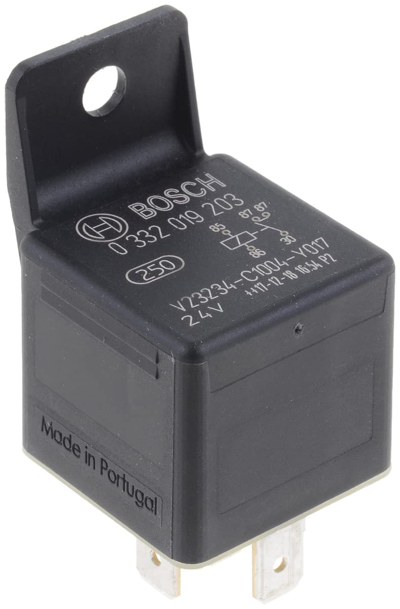 Bosch 0332019203 Mini-Relais 24V 20A, IP5K4, Betriebstemperatur von -40° bis 100°, Schließer-Relais, 5 Pins, 2x87, mit Lasche von Bosch Automotive