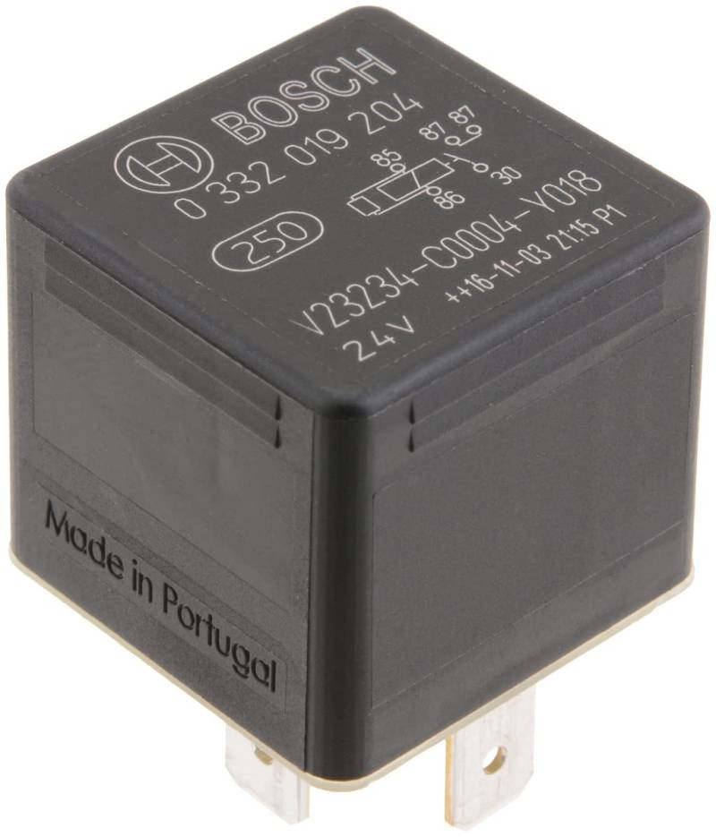 Bosch 0332019204 Mini-Relais 24V 30A, IP5K4, Betriebstemperatur von -40° bis 85°, Schließer-Relais, 5 Pins, 2x87 von Bosch Automotive