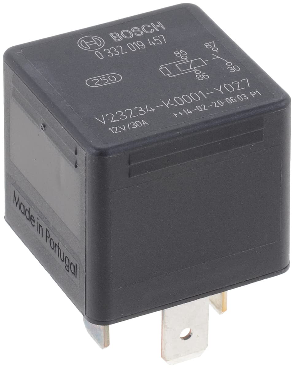 Bosch 0332019457 Mini-Relais 12V 30A, IP5K4, Betriebstemperatur von -40° bis 100°, Schließer-Relais, 4 Pins von Bosch Automotive