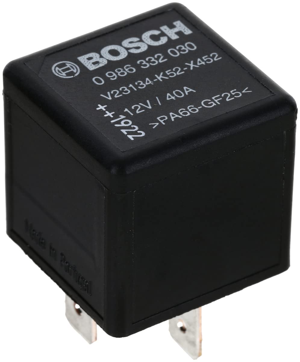 Bosch 0986332030 Mini-Relais 12V 60A, IP5K4, Betriebstemperatur von -40° C bis 85° C, Schließer-Relais, 4 Pins von Bosch Automotive