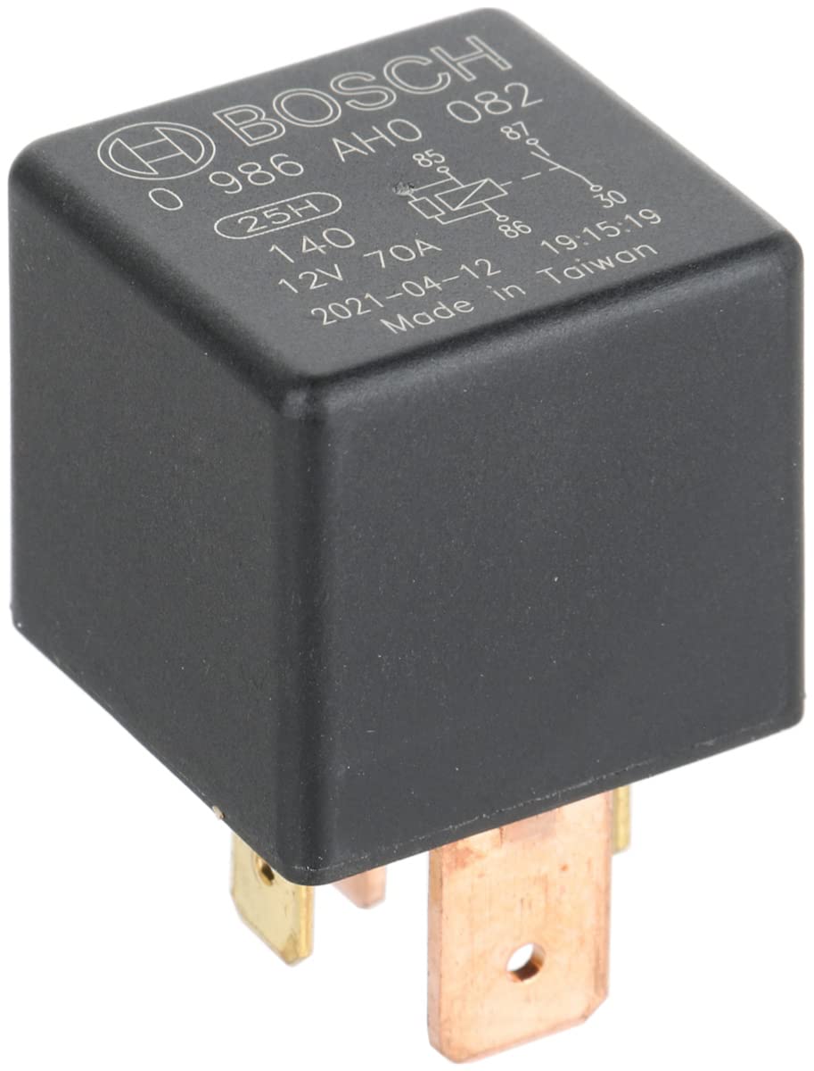 Bosch 0986AH0082 Leistungsrelais 12V 70A, IP5K4, Betriebstemperatur von -40° bis 125°, Schließer-Relais, 4 Pins von Bosch Automotive