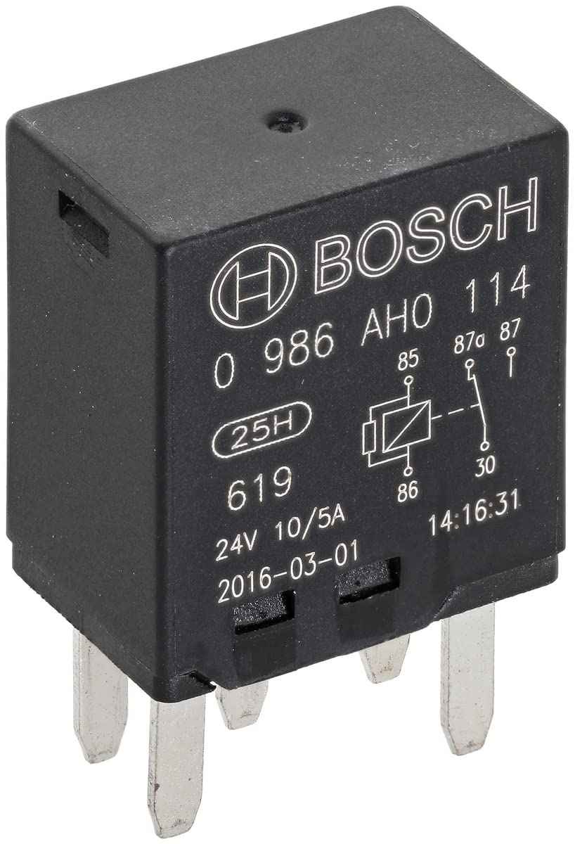Bosch 0986AH0114 Mini-Relais 24V 10A, Betriebstemperatur von -40° bis 85°, Wechselrelais, 5 Pin Relais Bosch 0986AH0114 Mini-Relais 24V 10A, Betriebstemperatur von -40° bis 85°, Wechselrelais, 5 Pin Relais von Bosch Automotive