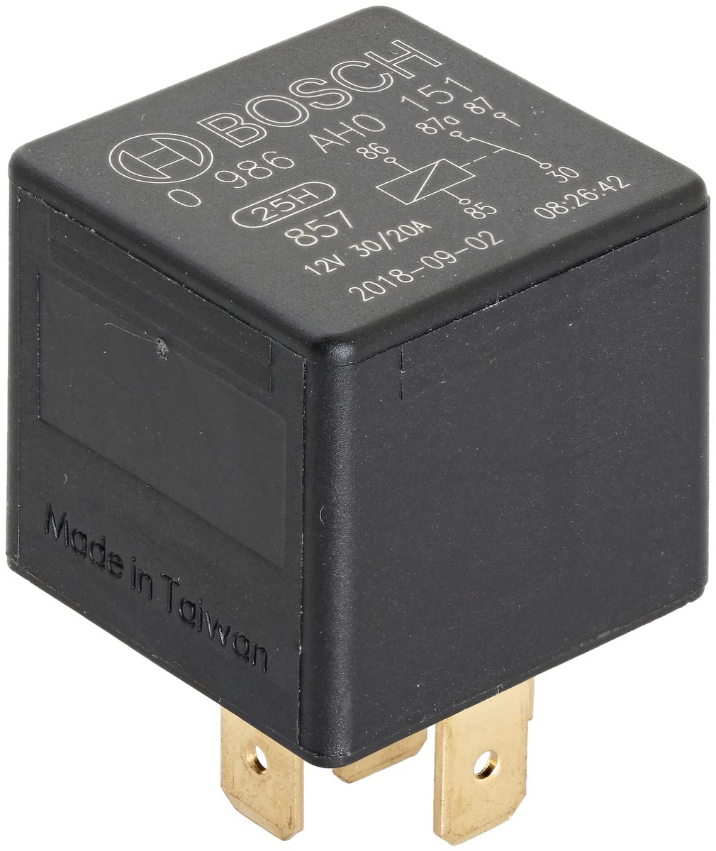 Bosch 0986AH0151 Mini-Relais 12V 20A, IP5K4, Betriebstemperatur von -40° C bis 100° C, Wechselrelais, 5 Pin Relais Bosch 0986AH0151 Mini-Relais 12V 20A, IP5K4, Betriebstemperatur von -40° C bis 100° C, Wechselrelais, 5 Pin Relais von Bosch Automotive