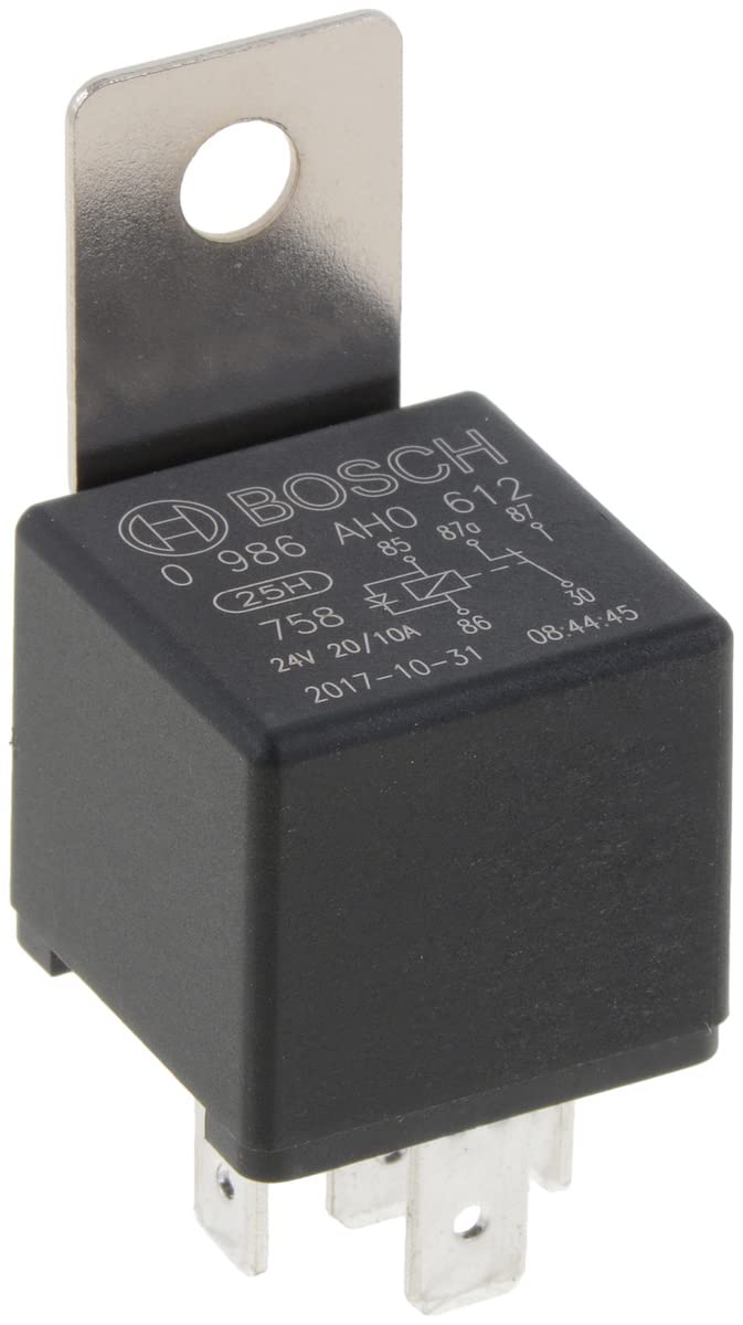 Bosch 0986AH0612 Mini-Relais 24V 20A, IP5K4, Betriebstemperatur von -40° C bis 100° C, Wechselrelais, 5 Pin Relais Bosch 0986AH0612 Mini-Relais 24V 20A, IP5K4, Betriebstemperatur von -40° C bis 100° C, Wechselrelais, 5 Pin Relais von Bosch Automotive