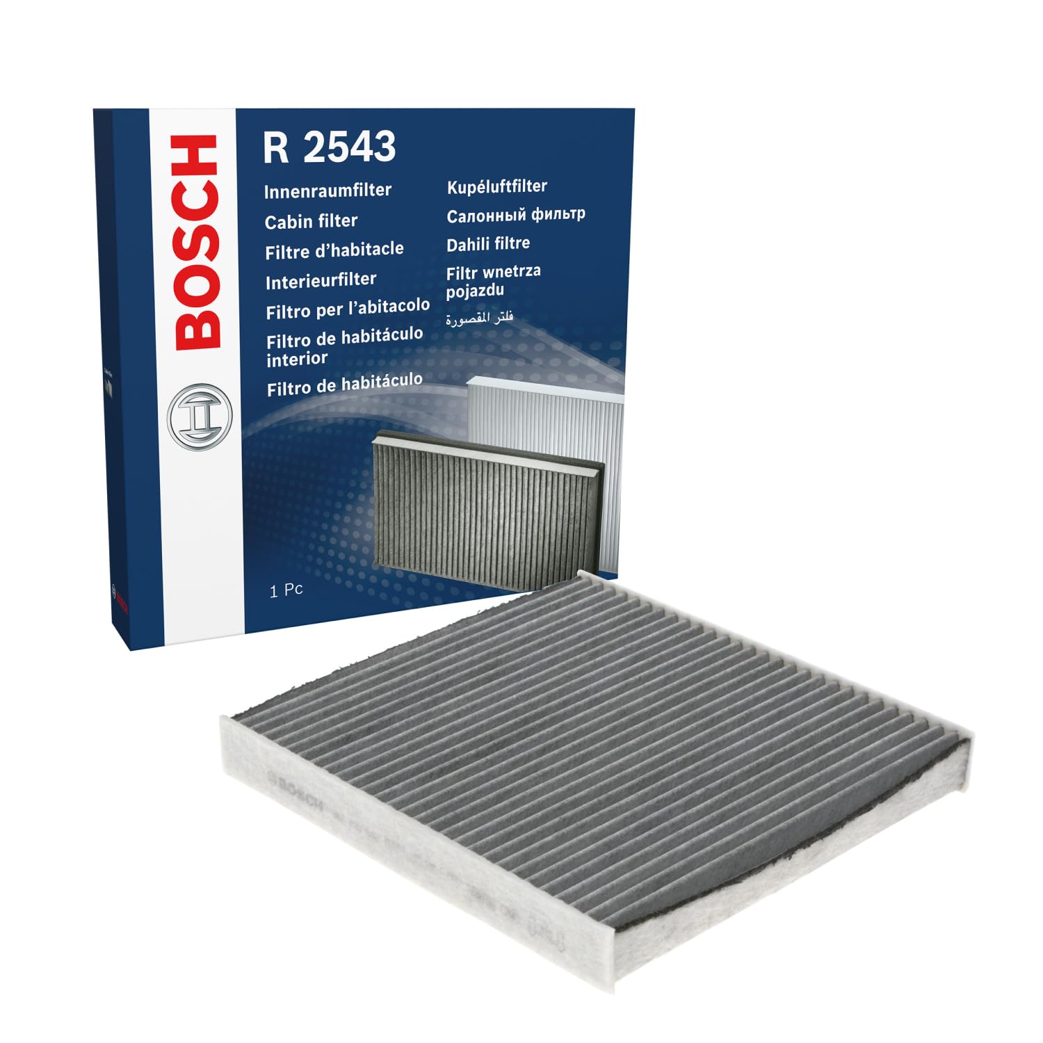 Bosch R2543 Aktivkohle Innenraumfilter - filtert Gerüche, Pollen und Staub - Ersatzfilter für bessere Luftqualität im Fahrzeuginnenraum Bosch R2543 Aktivkohle Innenraumfilter - filtert Gerüche, Pollen und Staub - Ersatzfilter für bessere Luftqualität im Fahrzeuginnenraum von Bosch Automotive