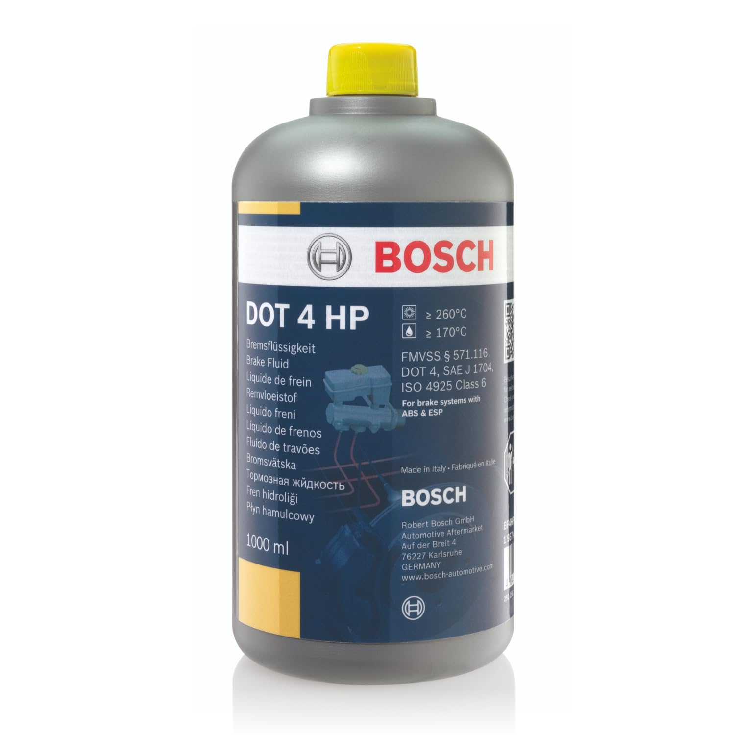 Bosch Bremsflüssigkeit DOT 4 HP, 1 L - für alle modernen Fahrzeuge mit ABS- und ESP-Bremssystemen Bosch Bremsflüssigkeit DOT 4 HP, 1 L - für alle modernen Fahrzeuge mit ABS- und ESP-Bremssystemen von Bosch Automotive