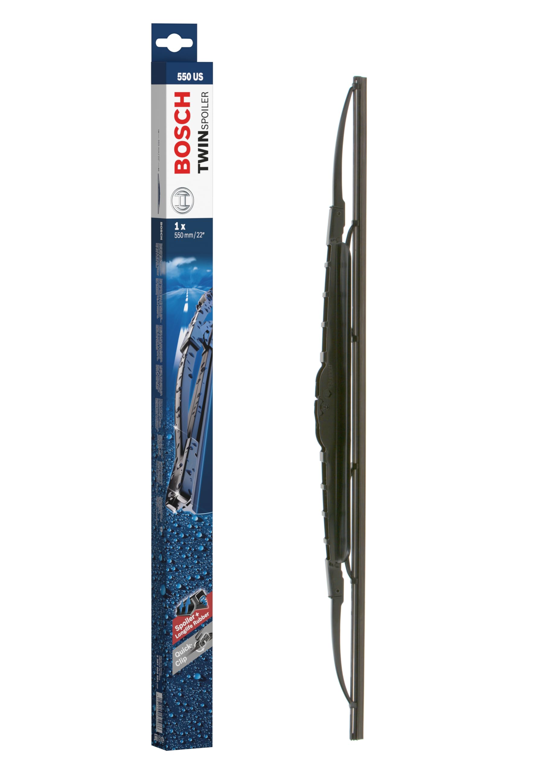 Bosch Scheibenwischer Twin Spoiler 550US, Länge: 550mm – einzelner Scheibenwischer für Frontscheibe Bosch Scheibenwischer Twin Spoiler 550US, Länge: 550mm – einzelner Scheibenwischer für Frontscheibe von Bosch