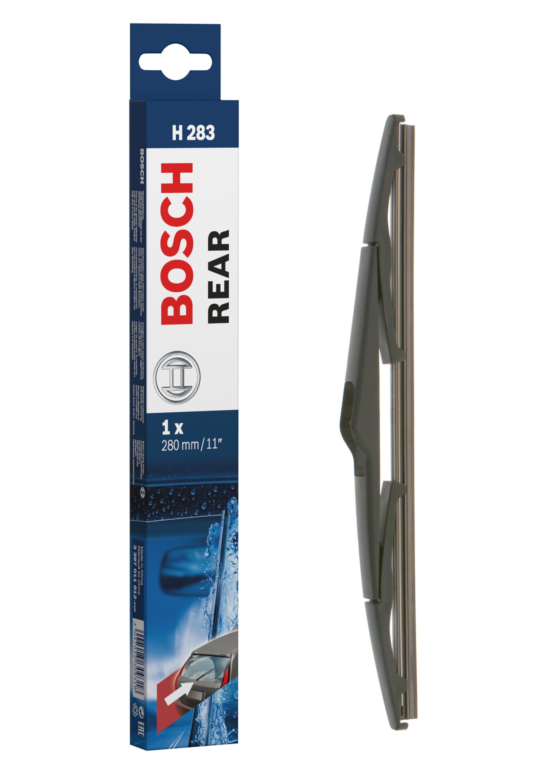 Bosch Scheibenwischer Rear H283, Länge: 280mm – Scheibenwischer für Heckscheibe Bosch Scheibenwischer Rear H283, Länge: 280mm – Scheibenwischer für Heckscheibe von Bosch