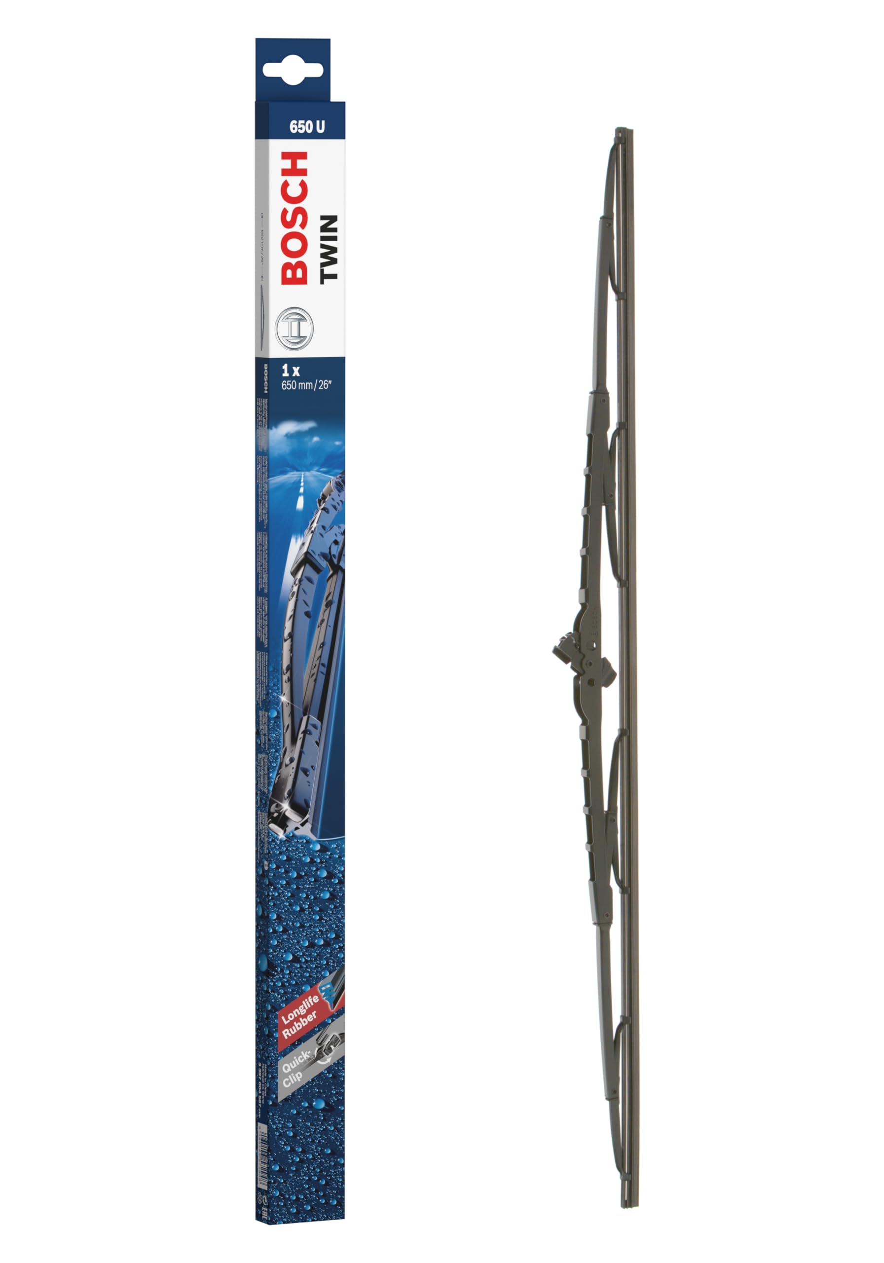 Bosch Scheibenwischer Twin650U, Länge: 650mm – einzelner Scheibenwischer für Frontscheibe Bosch Scheibenwischer Twin650U, Länge: 650mm – einzelner Scheibenwischer für Frontscheibe von Bosch