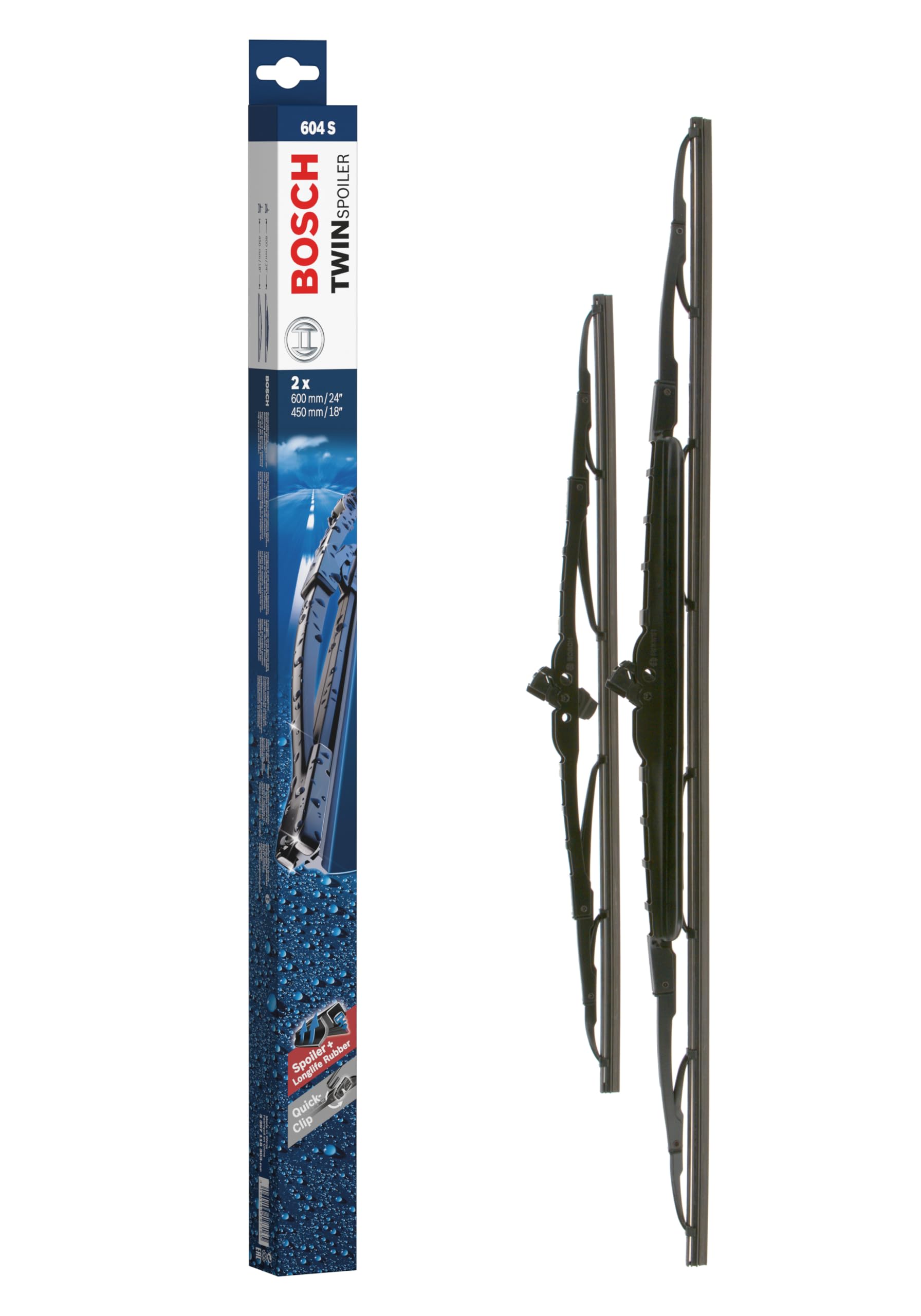 Bosch Scheibenwischer Twin Spoiler 604S, Länge: 600mm/450mm – Set für Frontscheibe Bosch Scheibenwischer Twin Spoiler 604S, Länge: 600mm/450mm – Set für Frontscheibe von Bosch