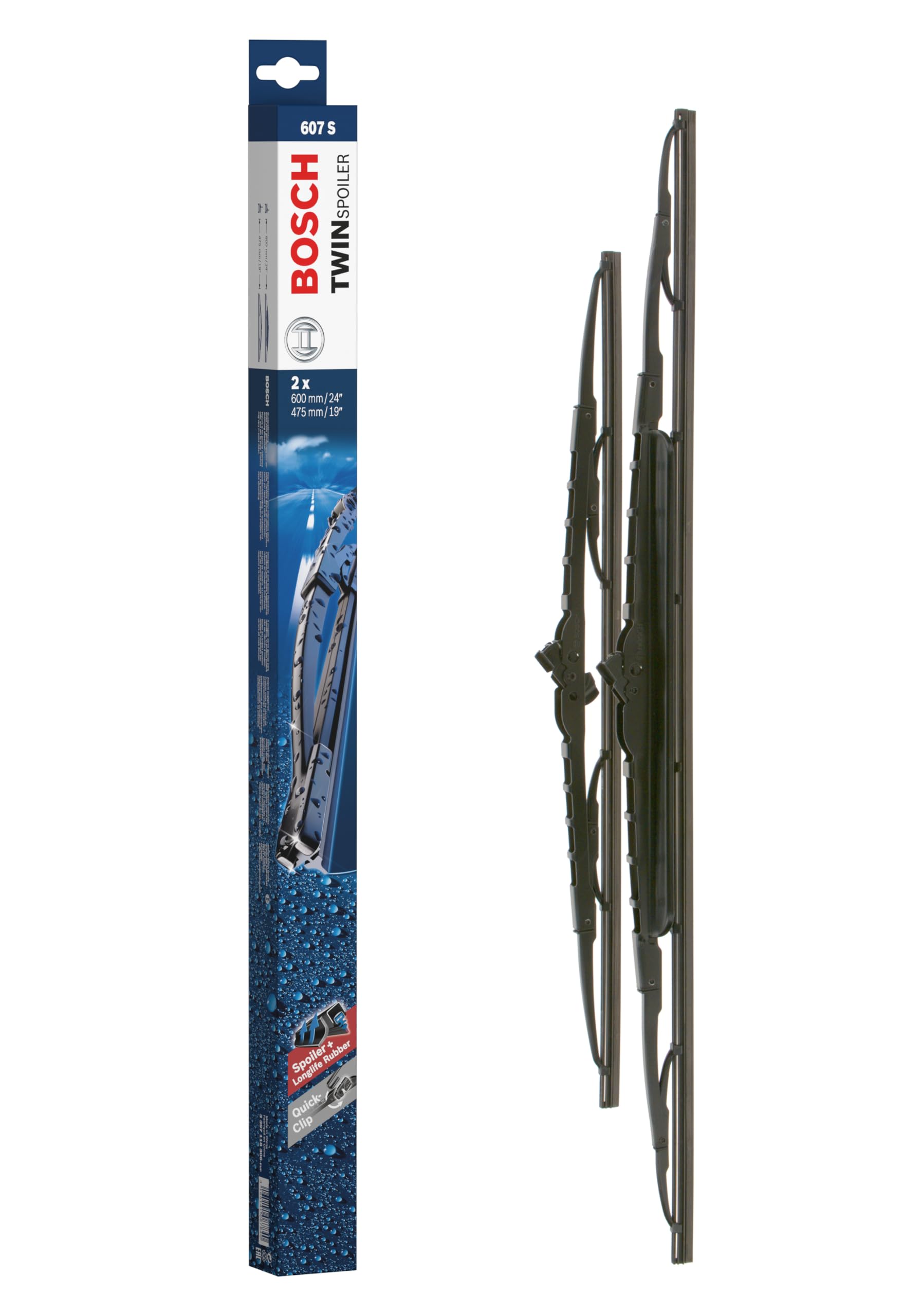 Bosch Scheibenwischer Twin Spoiler 607S, Länge: 600mm/475mm – Set für Frontscheibe Bosch Scheibenwischer Twin Spoiler 607S, Länge: 600mm/475mm – Set für Frontscheibe von Bosch