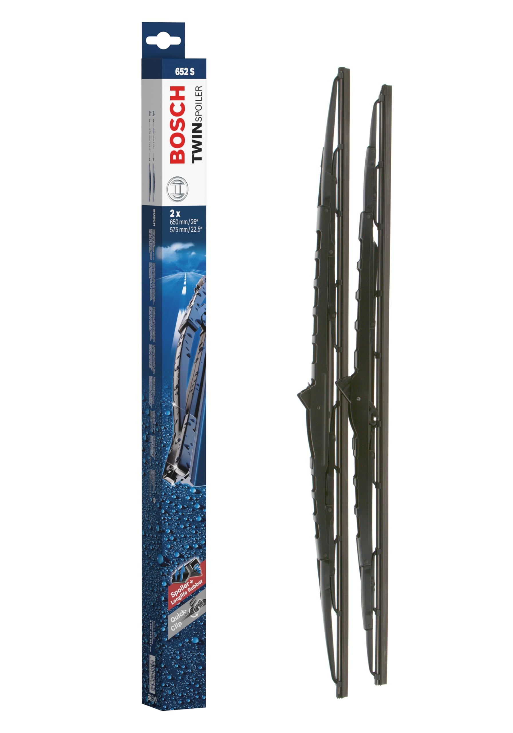 Bosch Scheibenwischer Twin Spoiler 652S, Länge: 650mm/575mm – Set für Frontscheibe Bosch Scheibenwischer Twin Spoiler 652S, Länge: 650mm/575mm – Set für Frontscheibe von Bosch