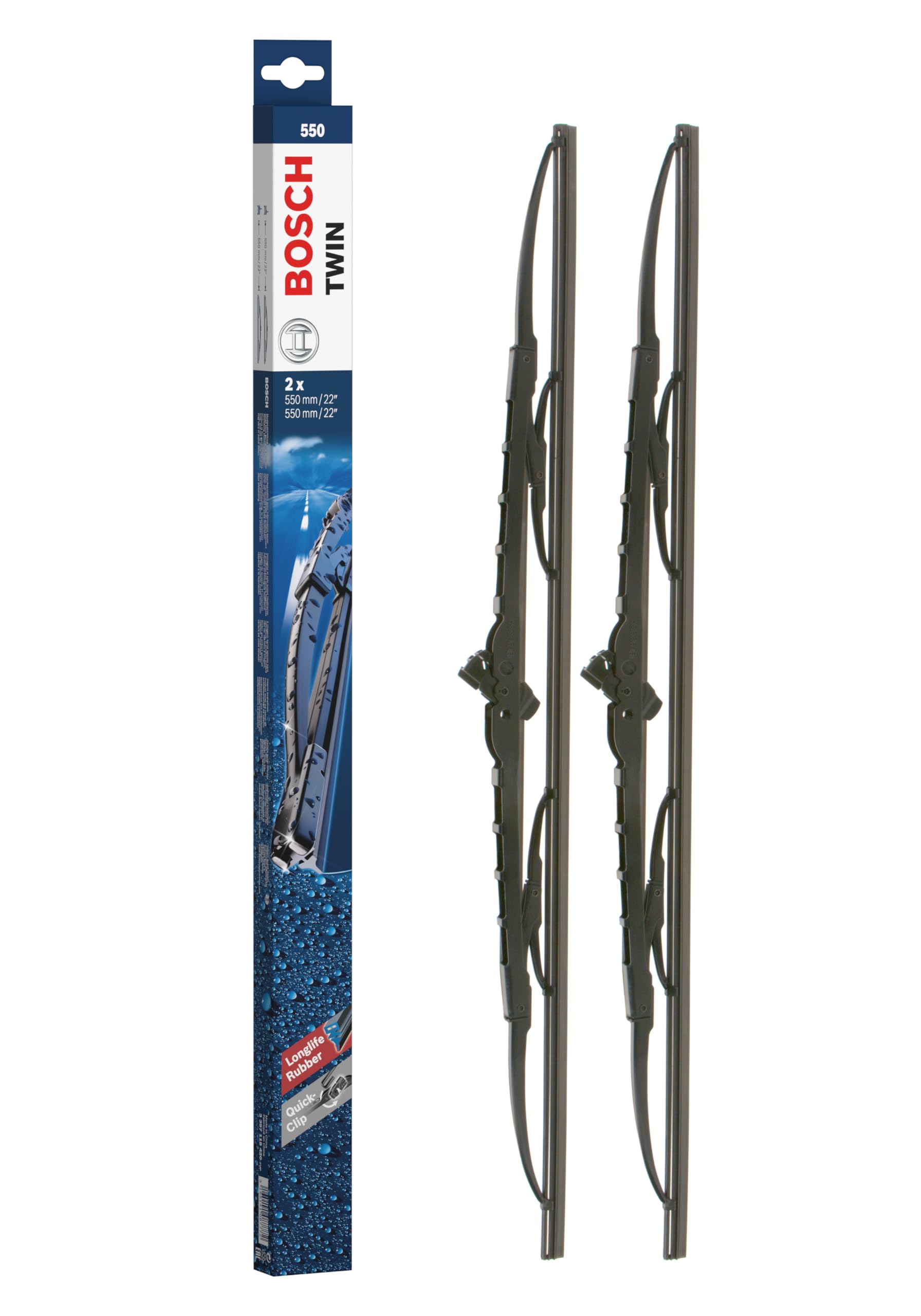 Bosch Scheibenwischer Twin 550, Länge: 550mm/550mm – Set für Frontscheibe Bosch Scheibenwischer Twin 550, Länge: 550mm/550mm – Set für Frontscheibe von Bosch