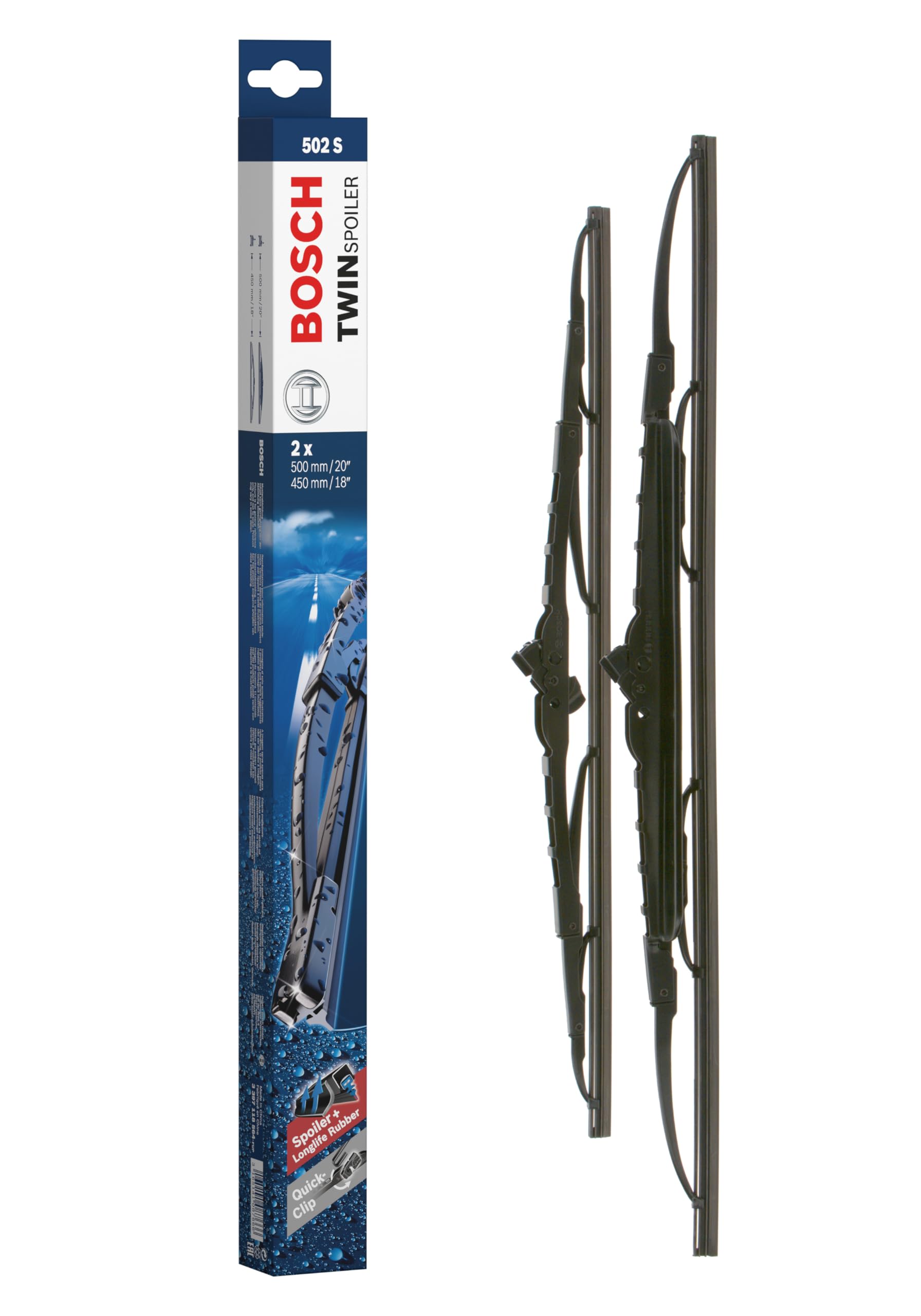 Bosch Scheibenwischer Twin Spoiler 502S, Länge: 500mm/450mm – Set für Frontscheibe Bosch Scheibenwischer Twin Spoiler 502S, Länge: 500mm/450mm – Set für Frontscheibe von Bosch