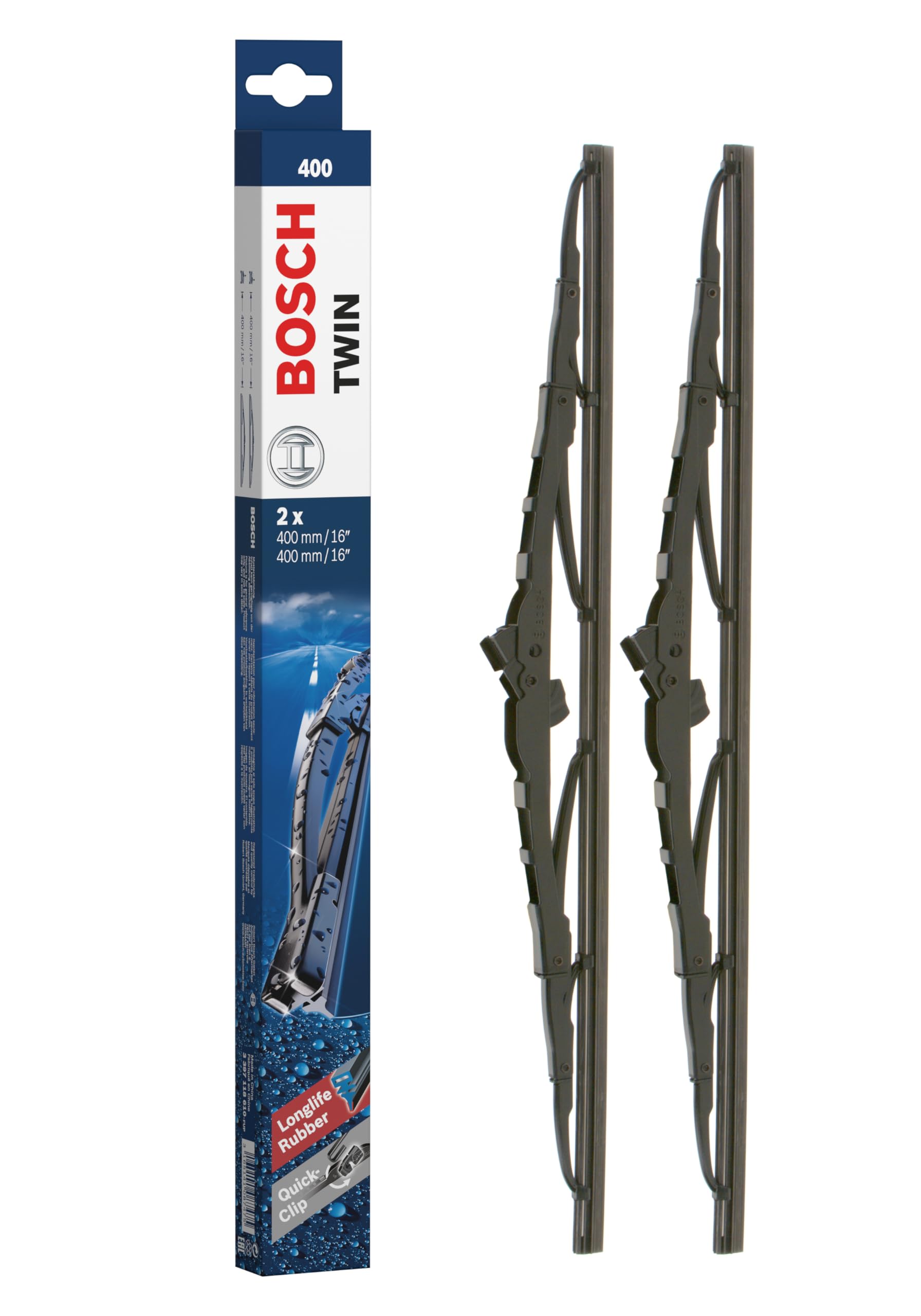 Bosch Scheibenwischer Twin 400, Länge: 400mm/400mm – Set für Frontscheibe Bosch Scheibenwischer Twin 400, Länge: 400mm/400mm – Set für Frontscheibe von Bosch