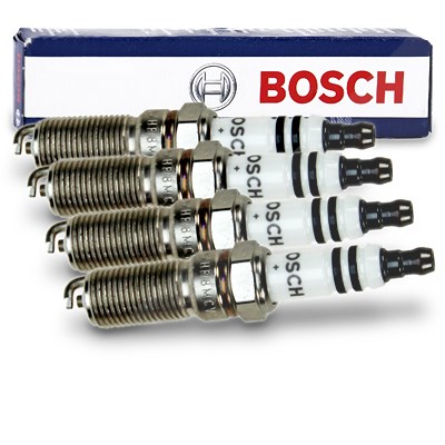 Bosch 4x Zündkerze HR8MCV+ [Hersteller-Nr. 0242229785] für Ford, Mazda, Volvo von Bosch