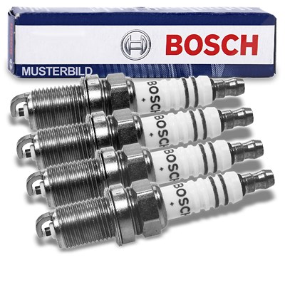 Bosch 4x Zündkerze Super Plus [Hersteller-Nr. 0242225599] für Bentley, Chrysler, Daihatsu, Lada, Land Rover, Nissan, Renault, Seat, Toyota von Bosch